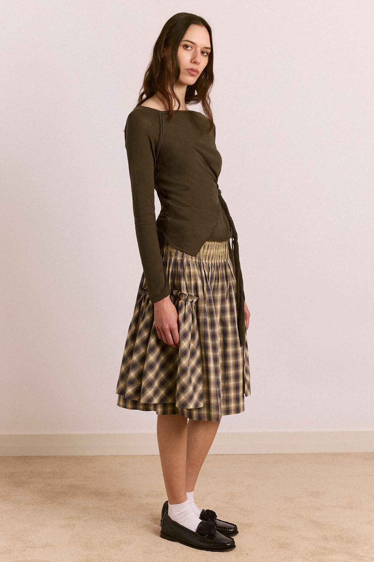 Hannie Wrap Tie Knitted Top - Olive - Image 5