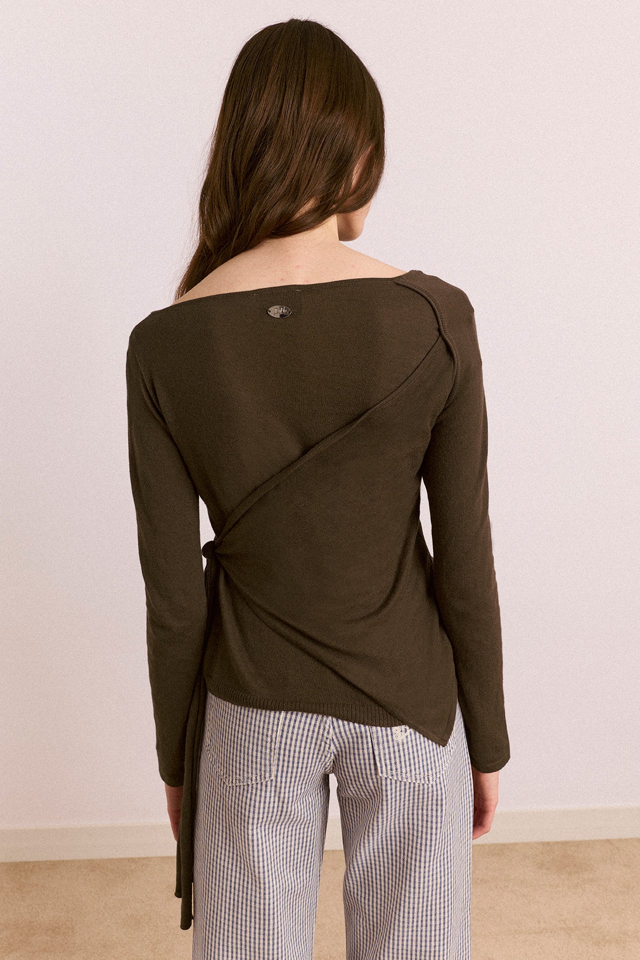 Hannie Wrap Tie Knitted Top - Olive - Image 9
