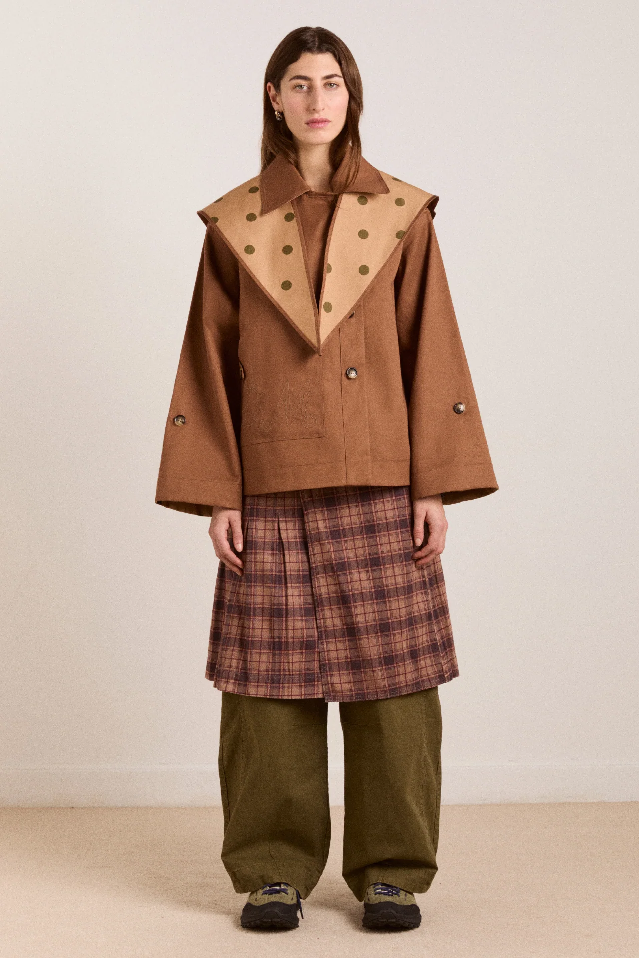 Reversible Jerry Crop Trench Coat - Camel Spot - Image 4