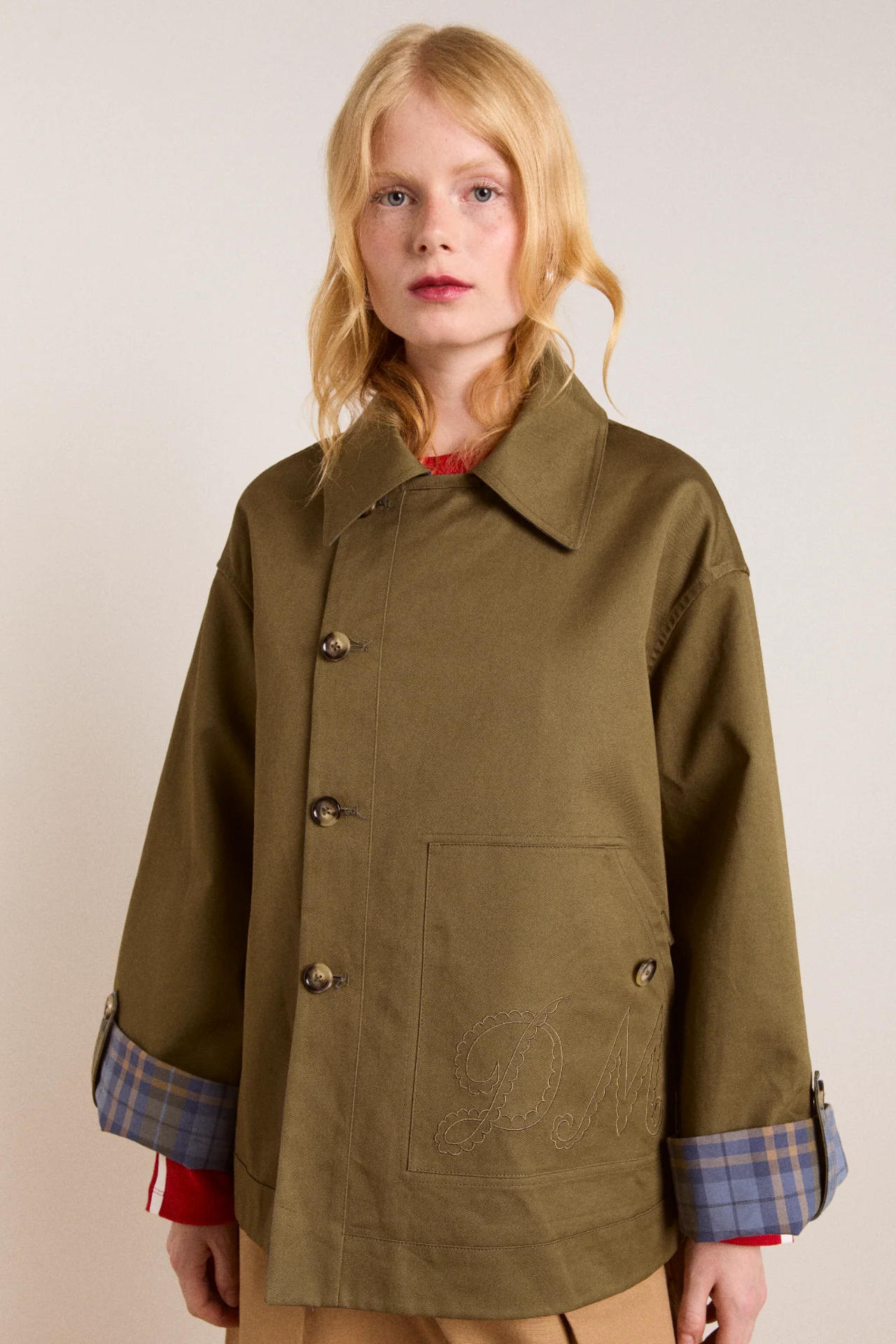 Reversible Jerry Crop Trench Coat - Olive - Image 11