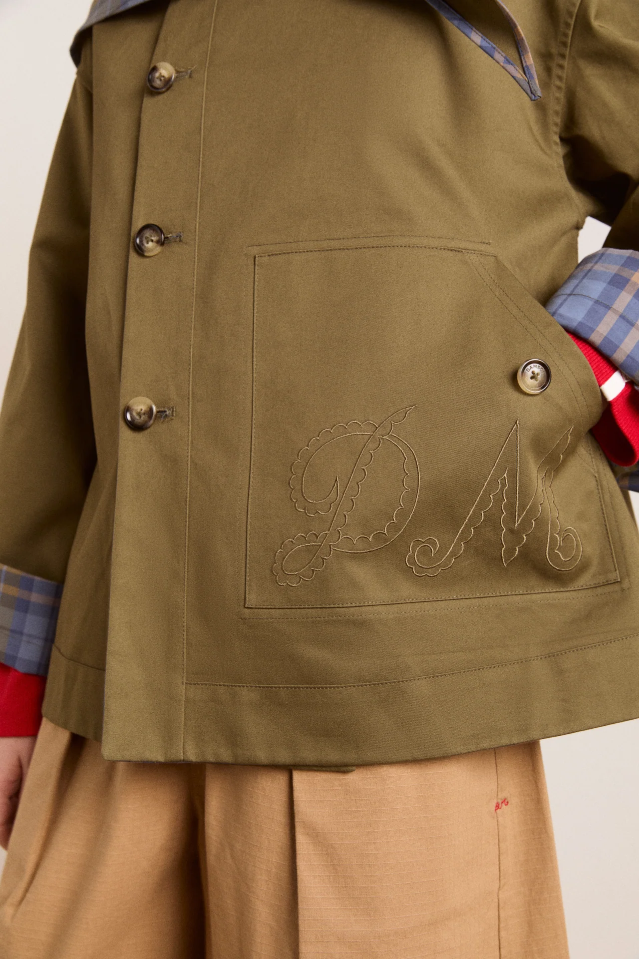 Reversible Jerry Crop Trench Coat - Olive - Image 12