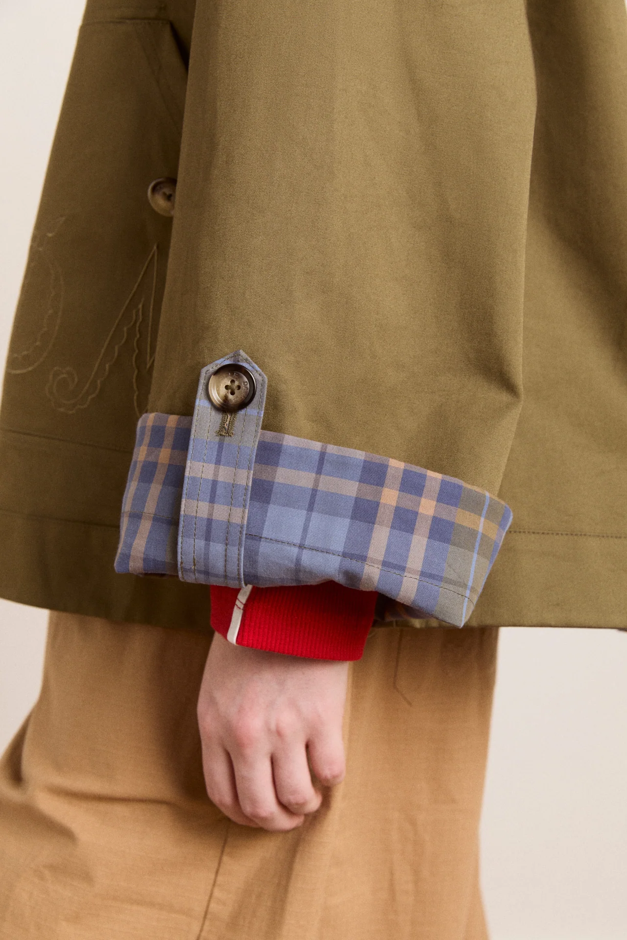 Reversible Jerry Crop Trench Coat - Olive - Image 13