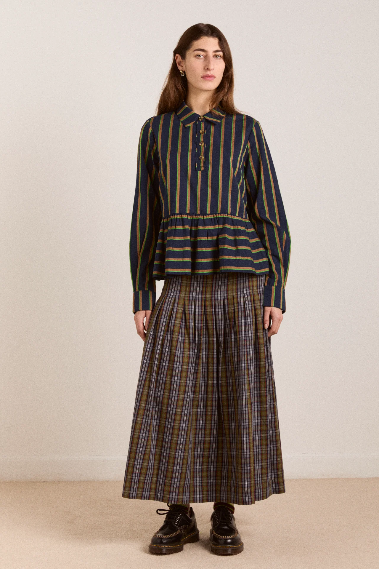 Kinsley Shirt - Navy/Green Stripe - Image 5