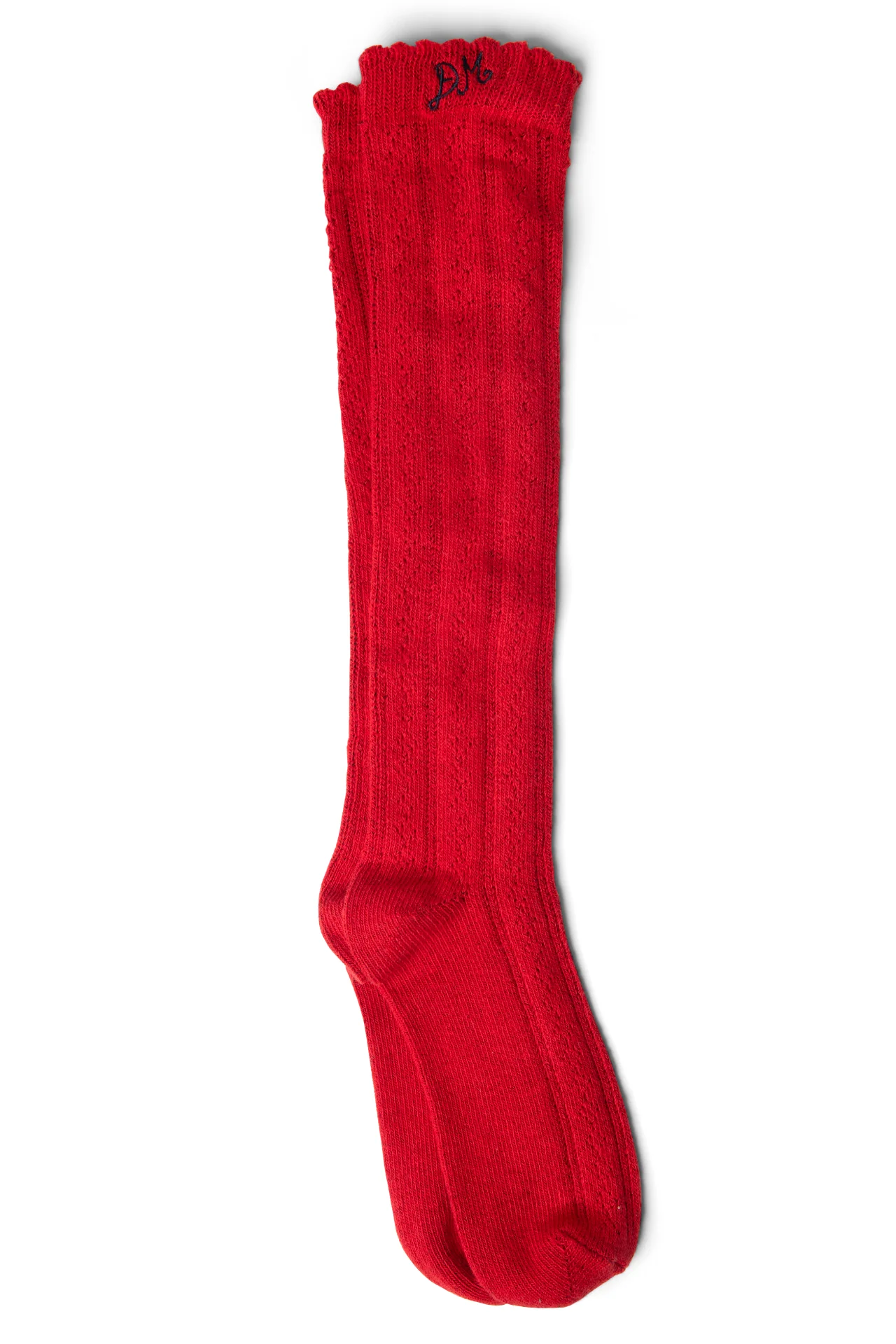 Knee High Pointelle Socks - Red - Image 4