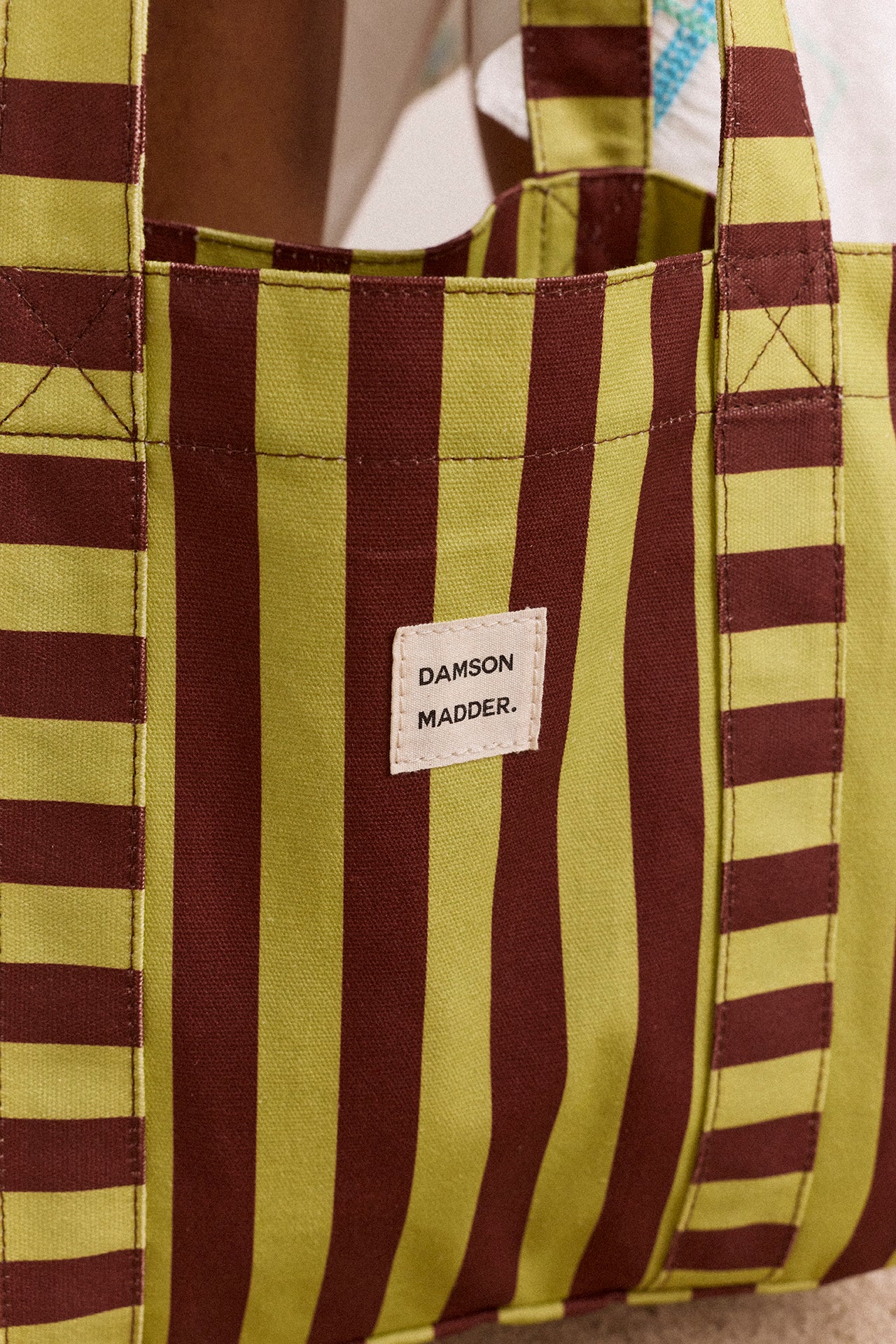 Large Canvas Tote Bag - Green Stripe - Image 4