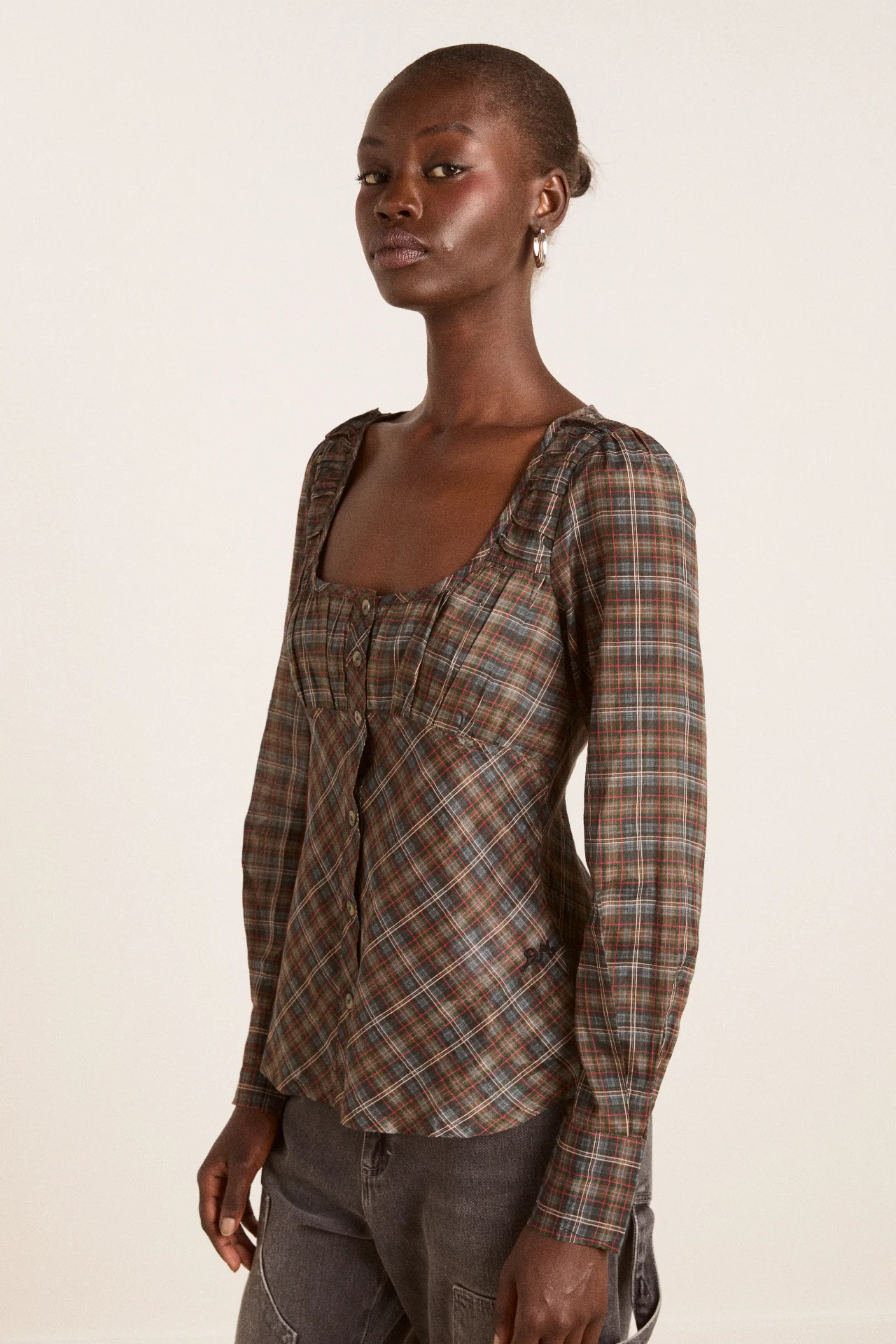 Lemi Sheer Blouse - Multi Check - Image 3