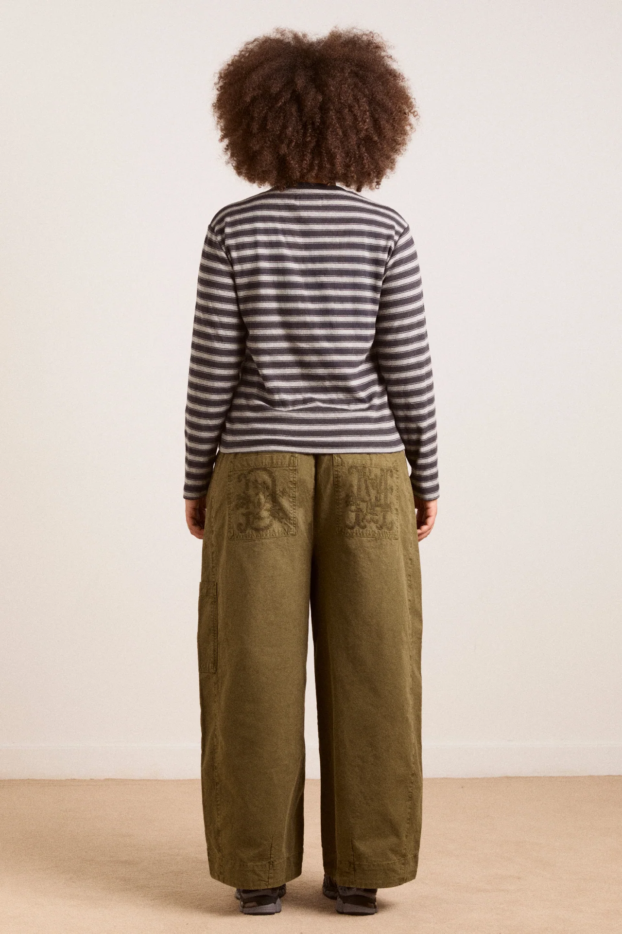 Lilah Fitted Ls Tee - Grey Marl Stripe - Image 6