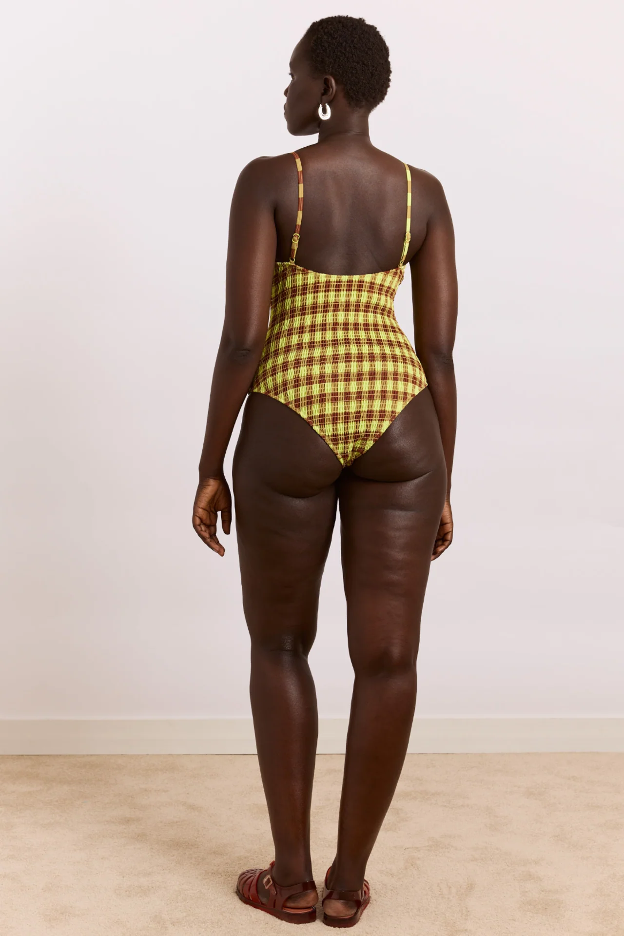 Lilibet Swimsuit - Green & Choc Gingham Print - Image 10