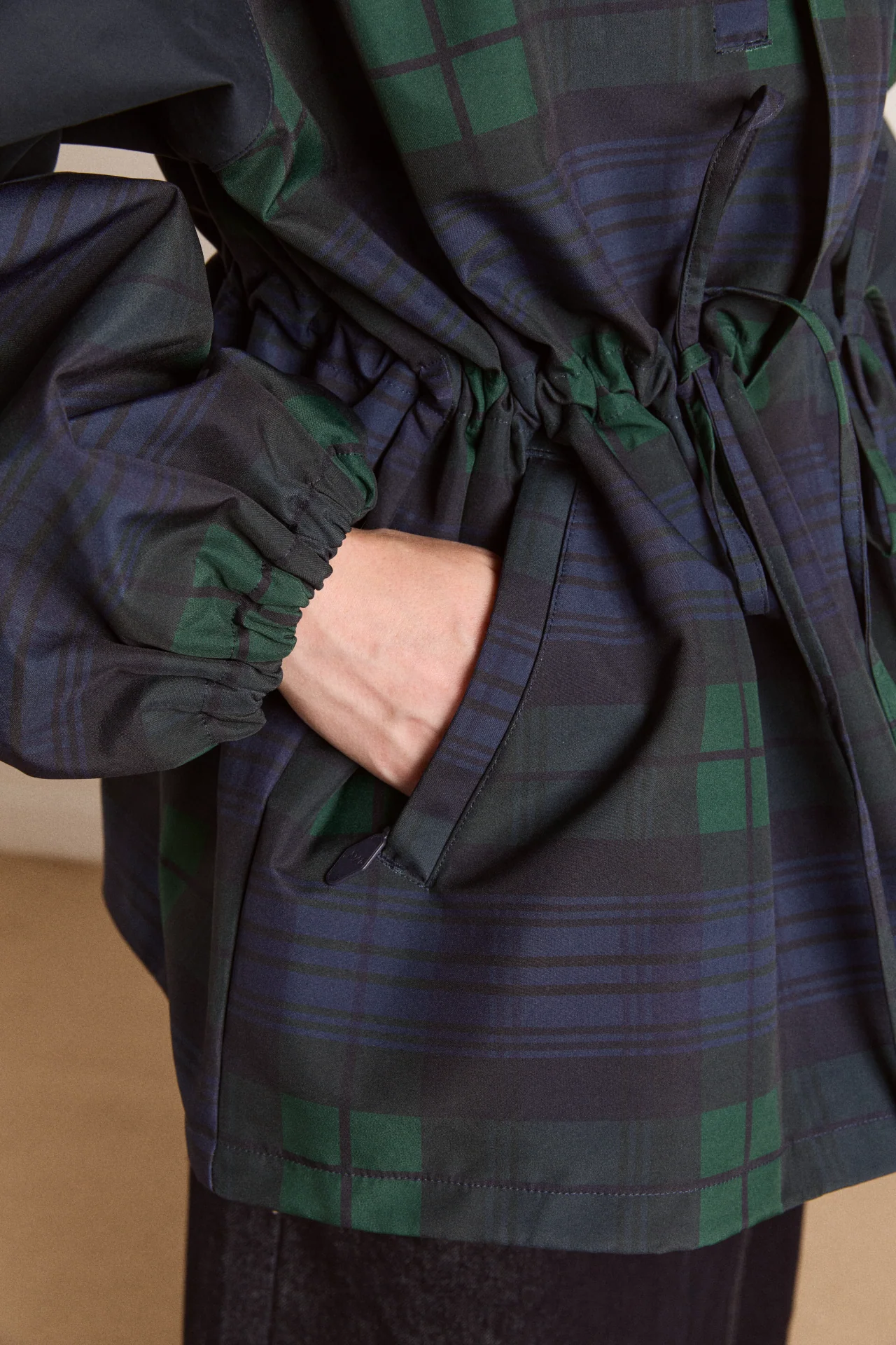 Liu Shower Proof Raincoat - Navy Check - Image 11