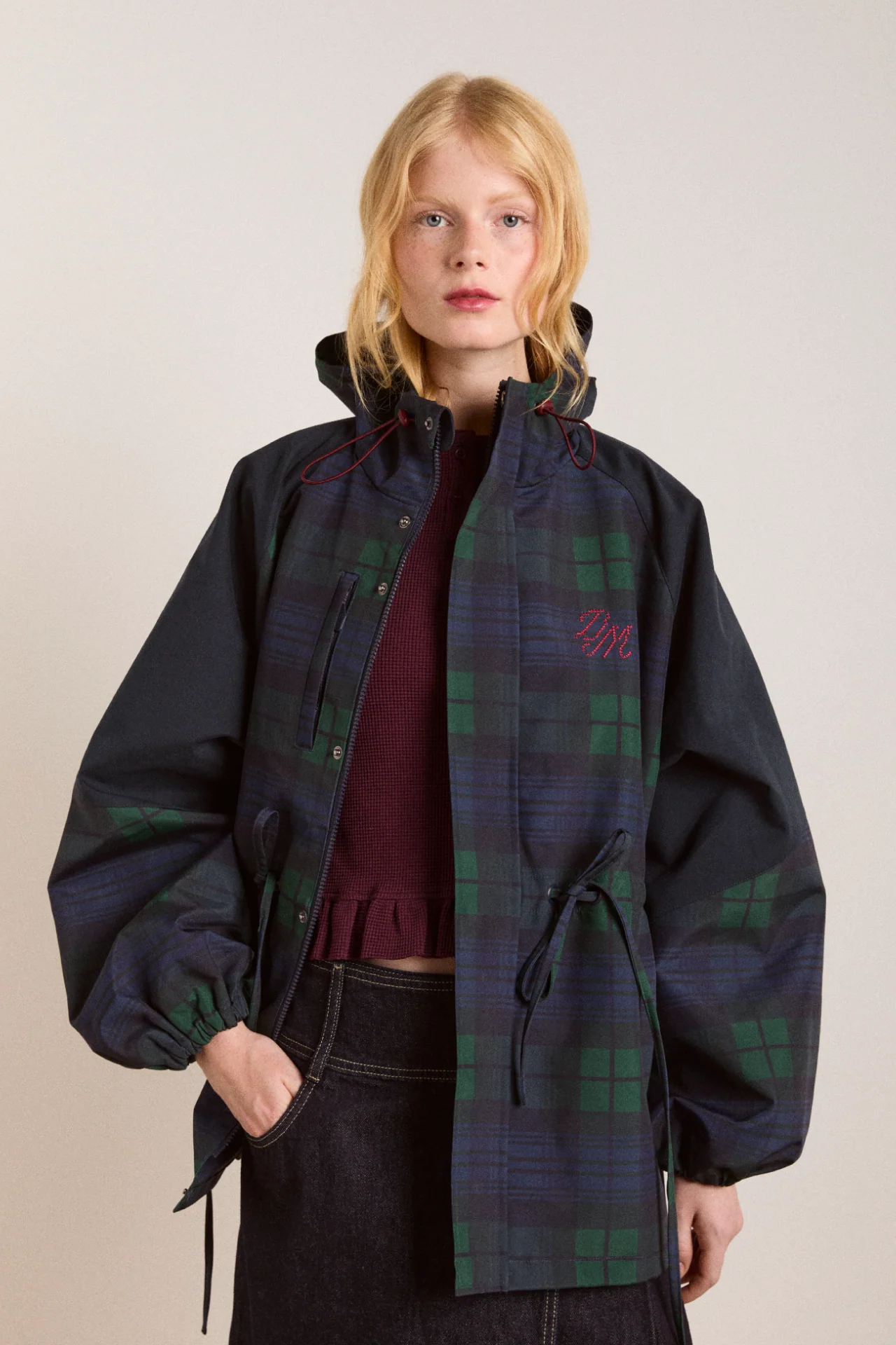 Liu Shower Proof Raincoat - Navy Check - Image 13