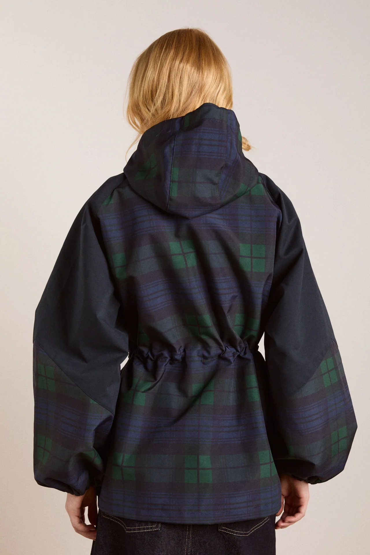 Liu Shower Proof Raincoat - Navy Check - Image 14