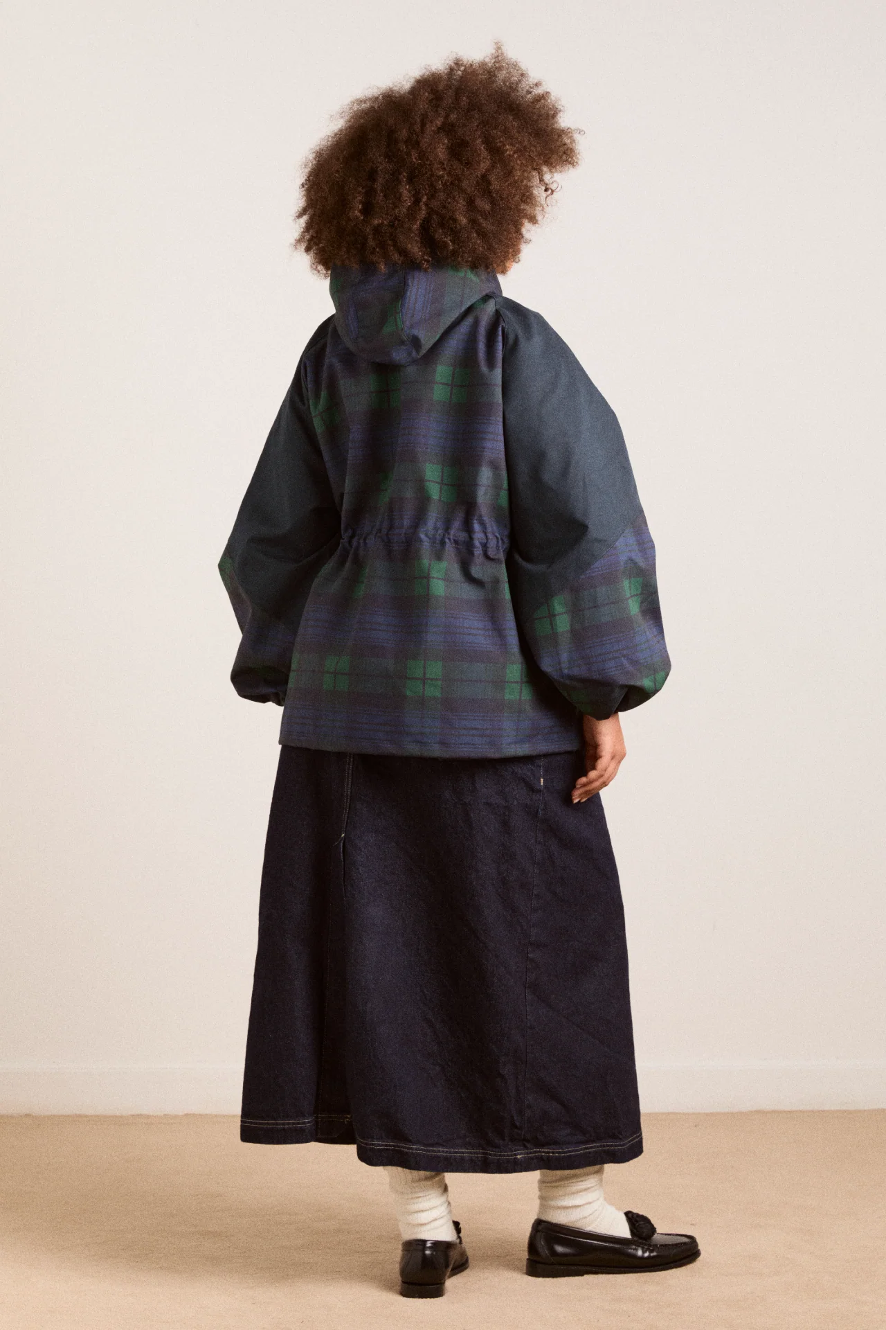 Liu Shower Proof Raincoat - Navy Check - Image 15
