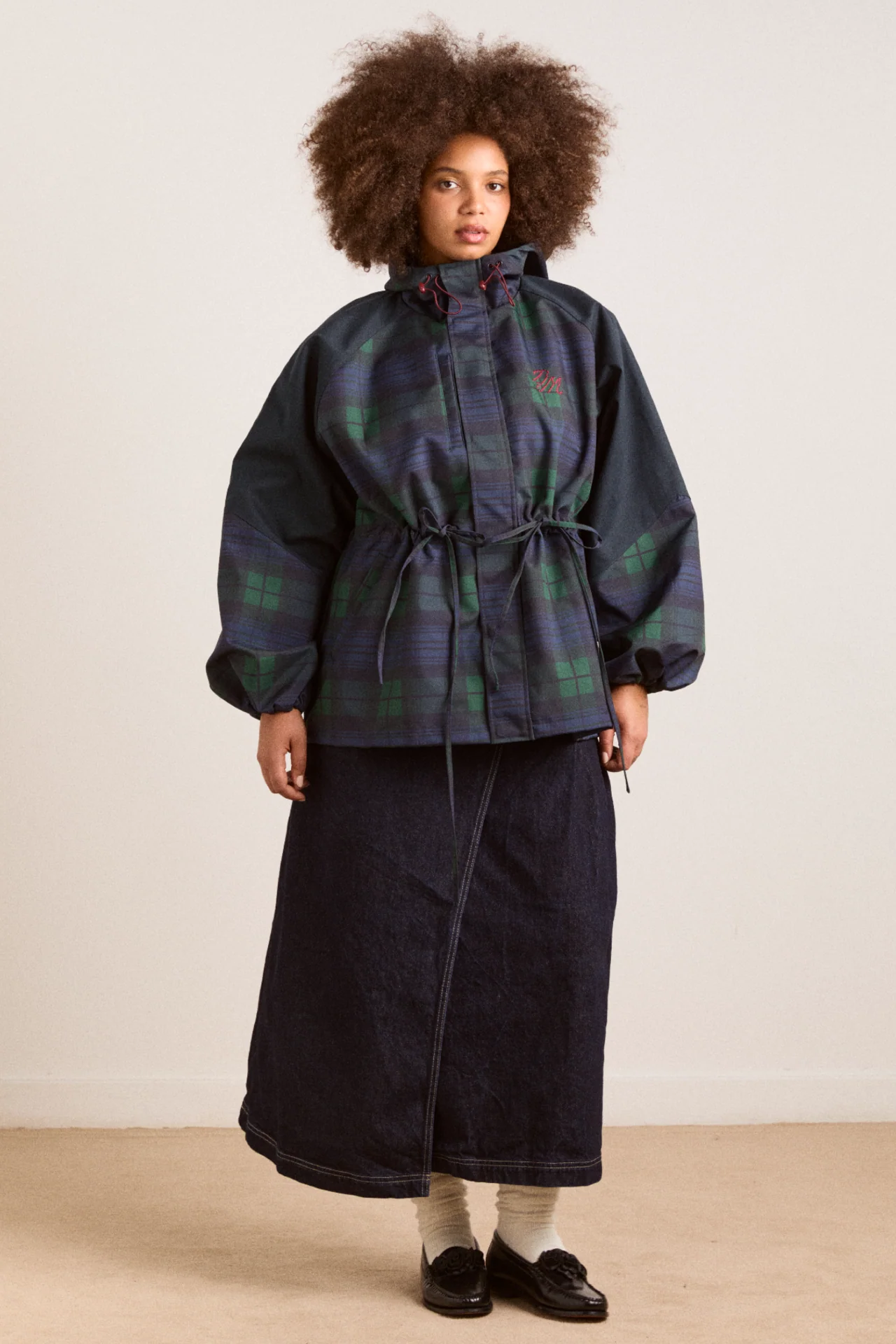 Liu Shower Proof Raincoat - Navy Check - Image 5