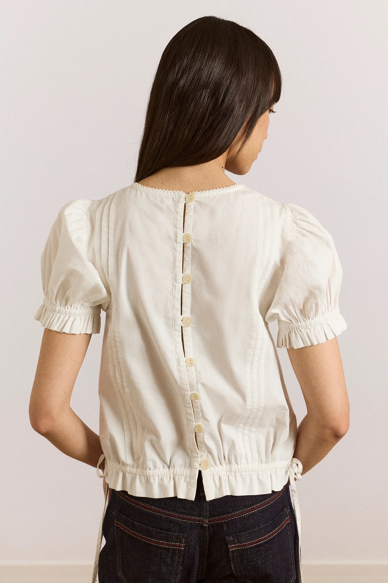 Mabel Lace Insert Blouse - White - Image 5