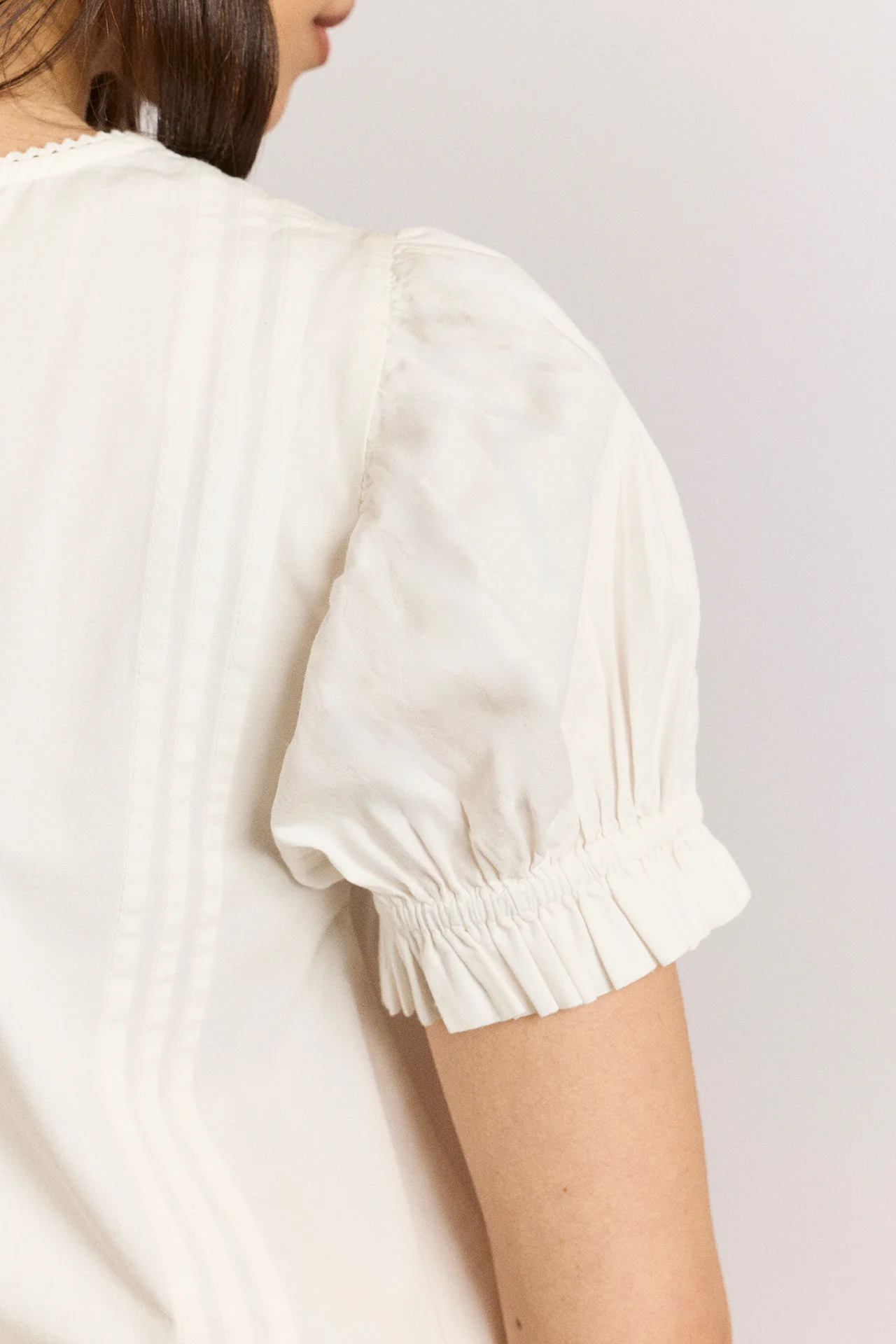 Mabel Lace Insert Blouse - White - Image 7