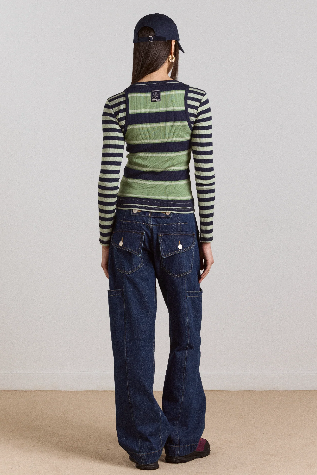 Manon Layered 2 In 1 Top - Green Stripe - Image 11