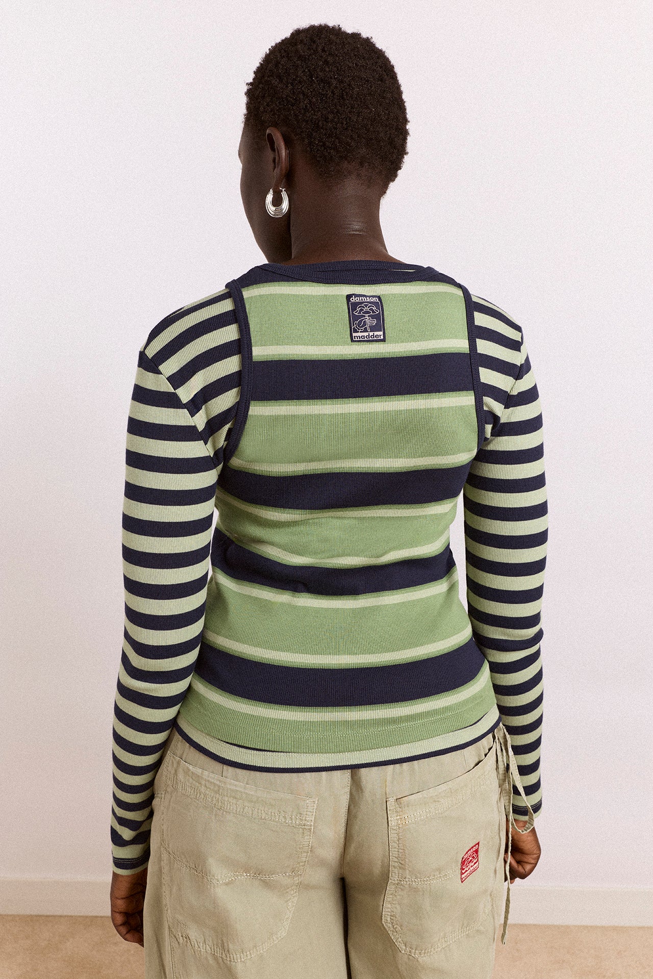 Manon Layered 2 In 1 Top - Green Stripe - Image 12