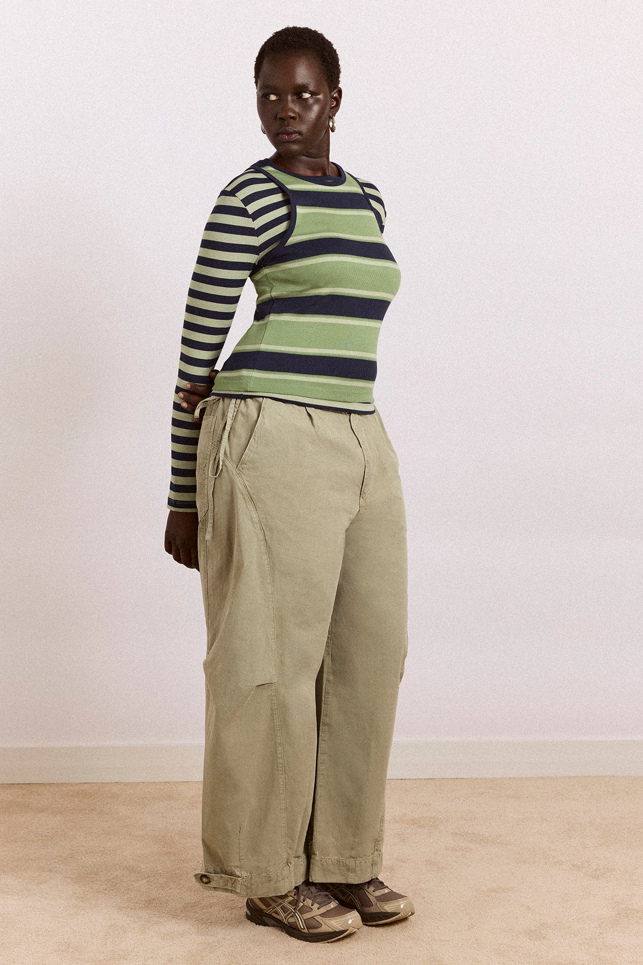 Manon Layered 2 In 1 Top - Green Stripe - Image 7