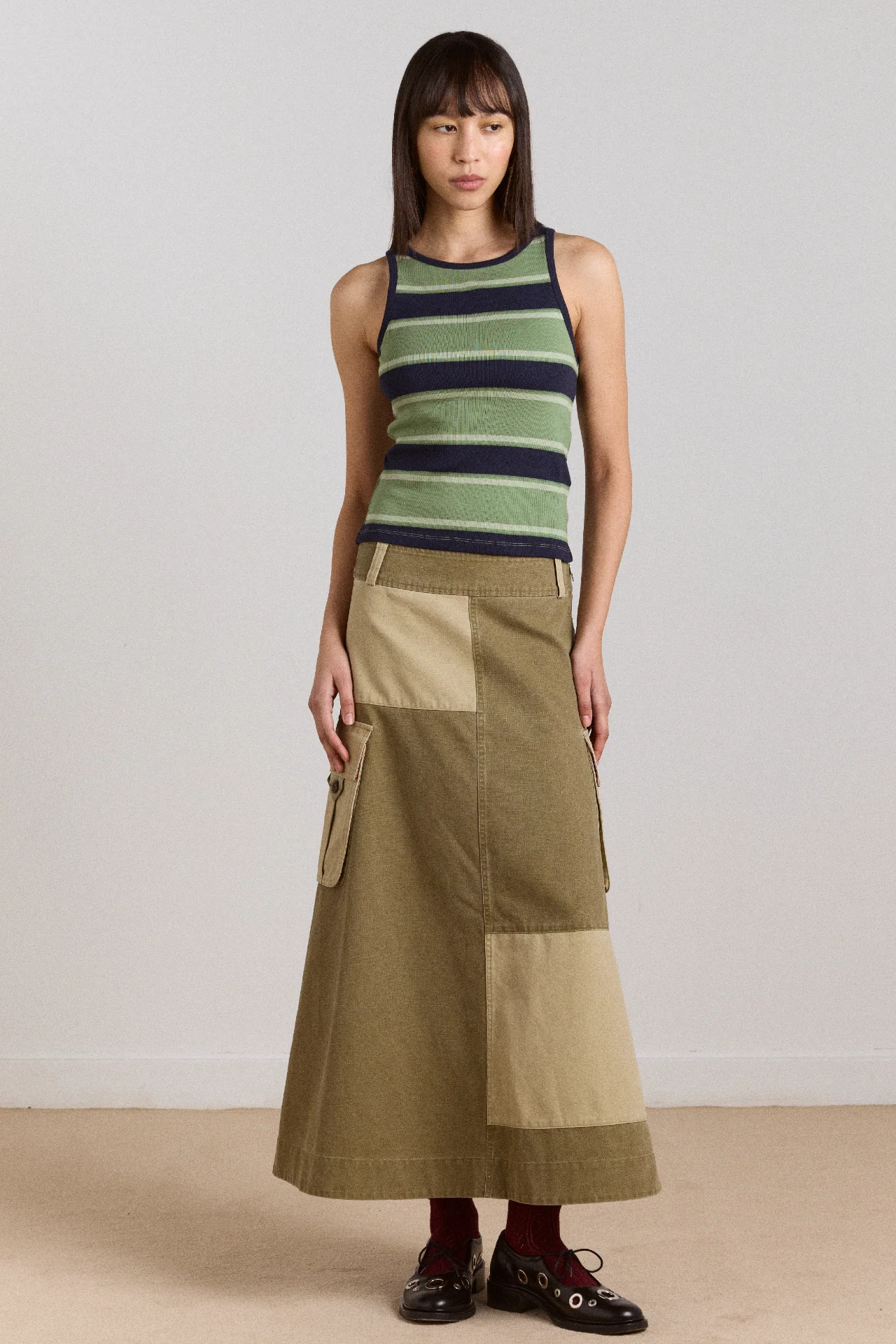 Manon Layered 2 In 1 Top - Green Stripe - Image 8