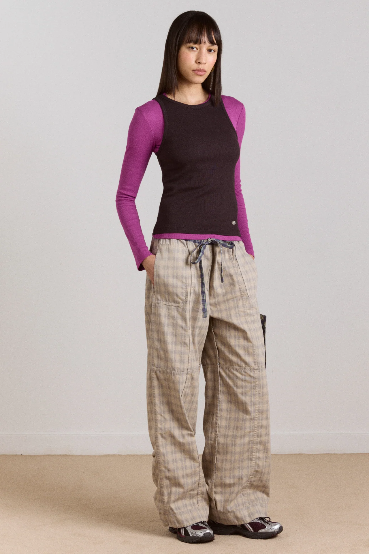 Manon Layered 2 In 1 Top - Choc/Magenta - Image 7