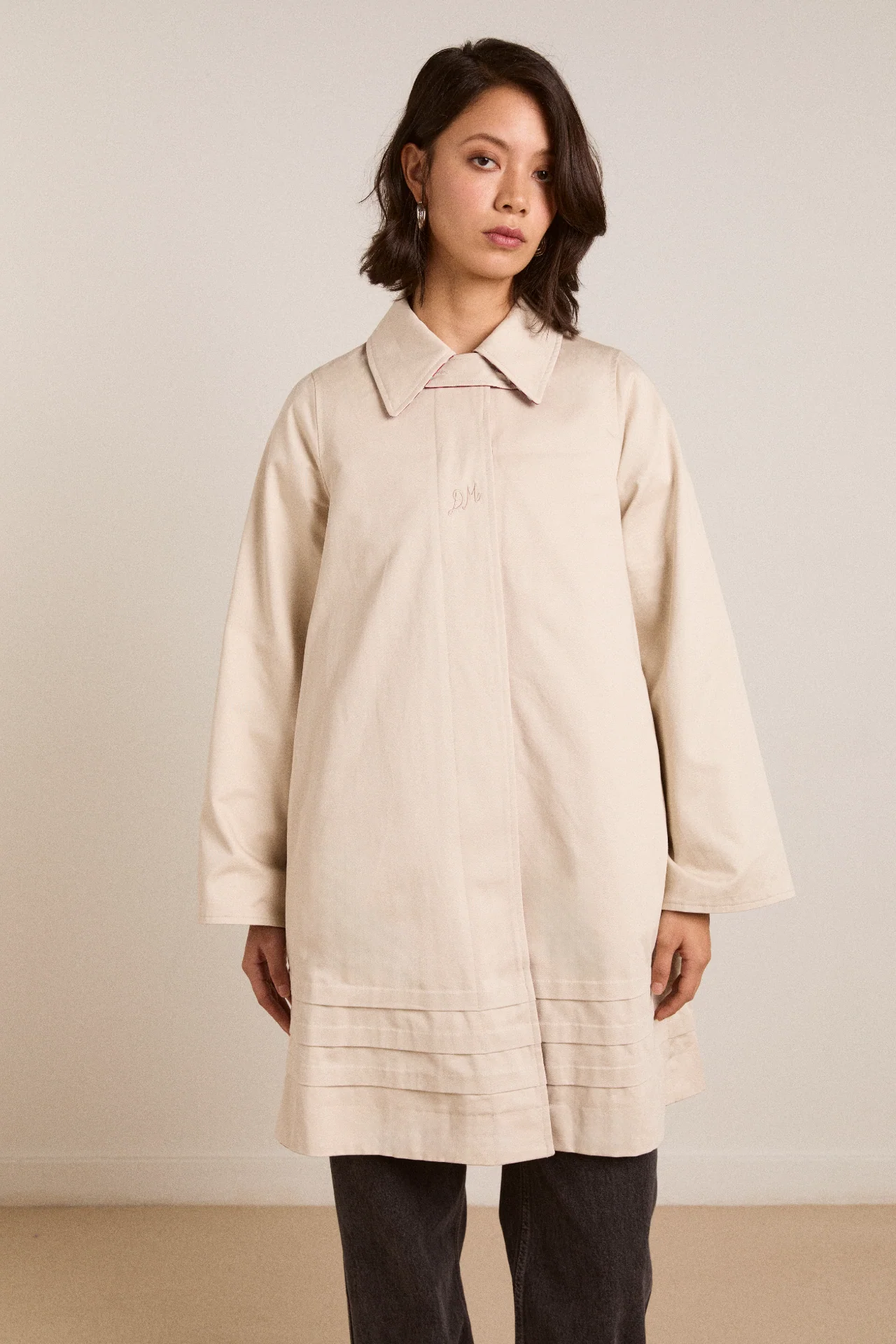 Mercedes Bow Reversible Trench - Gingham & Ecru - Image 4