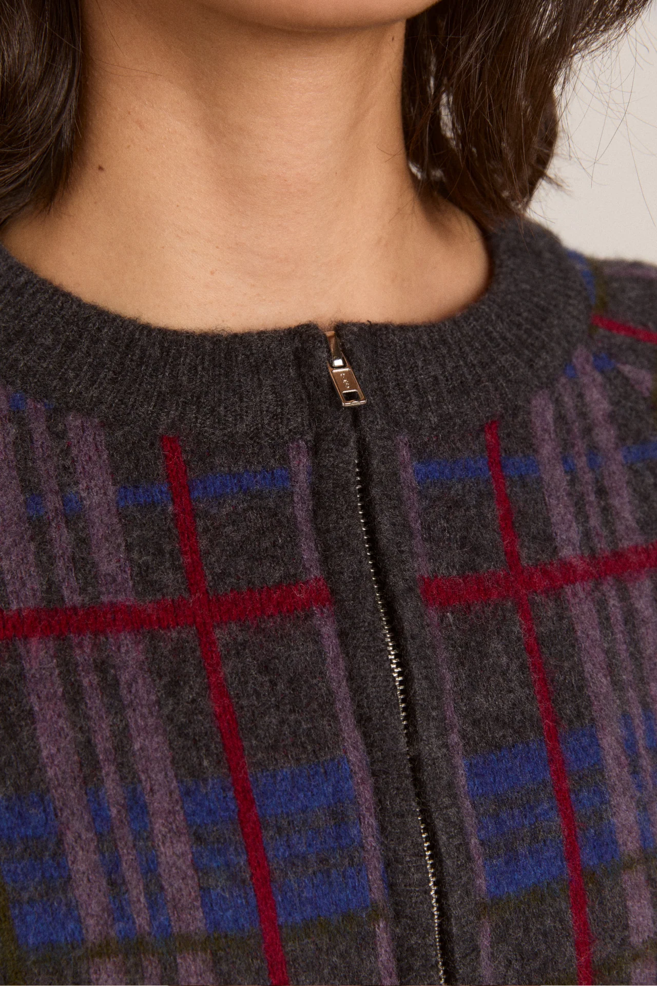 Minah Merino Wool Cardigan - Brushed Check - Image 7