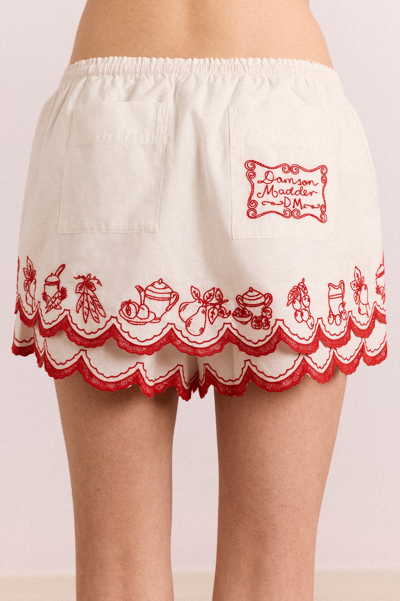 Natalina Short - White With Red Embroidery - Image 5