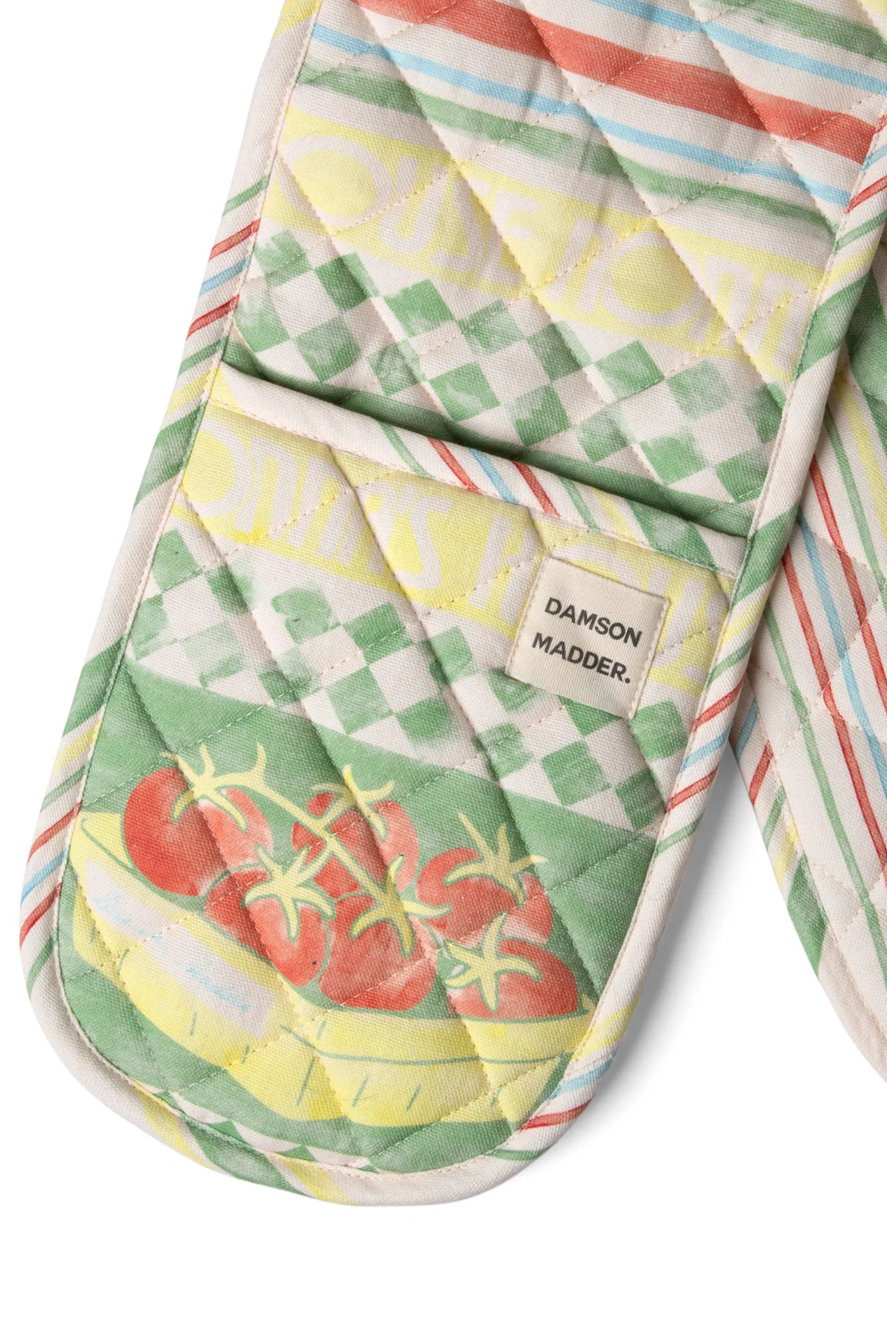Novelty Check/ Stripe Double Oven Glove - Image 4