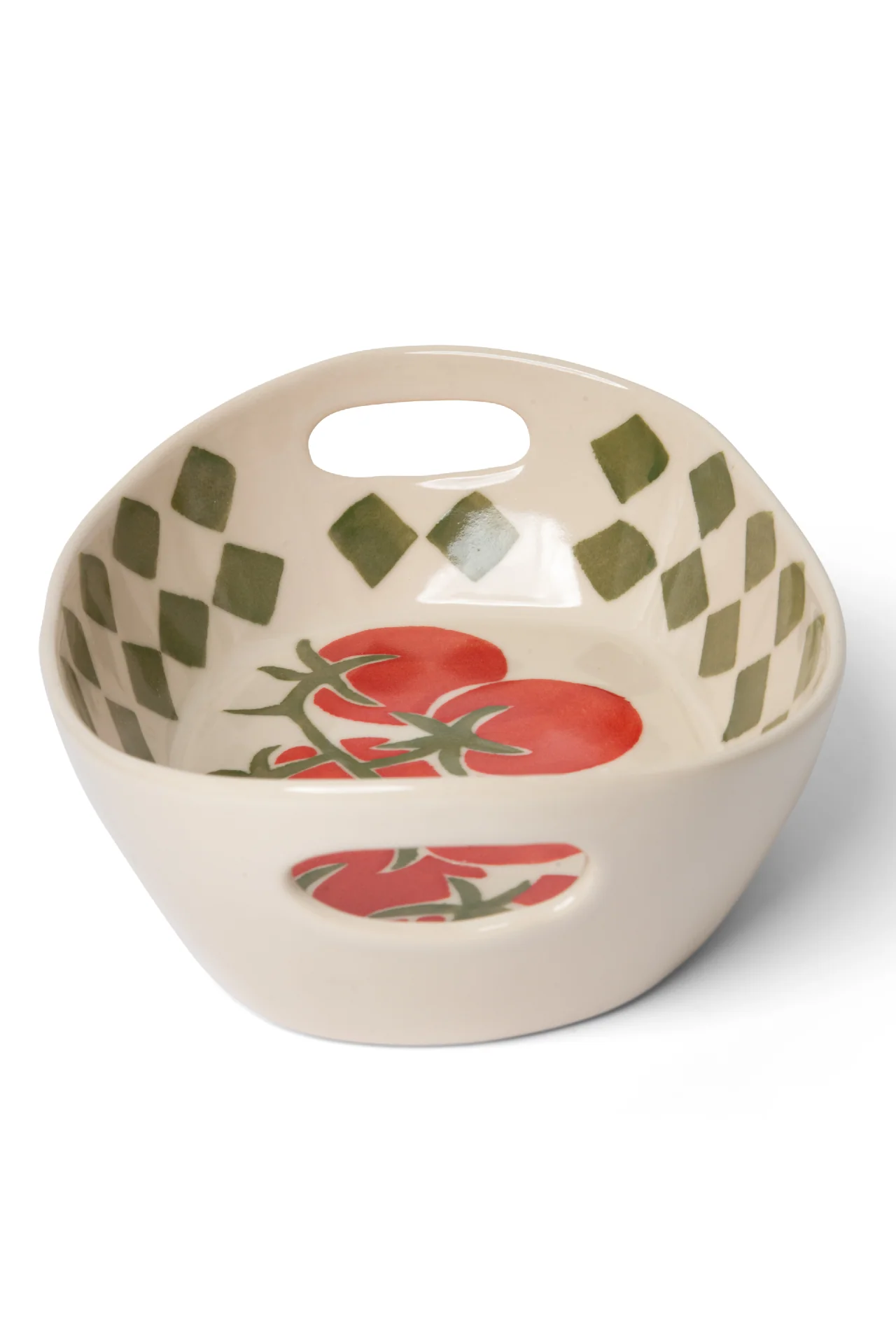 Hand Painted Check Tomato Serving Bowl - Image 5