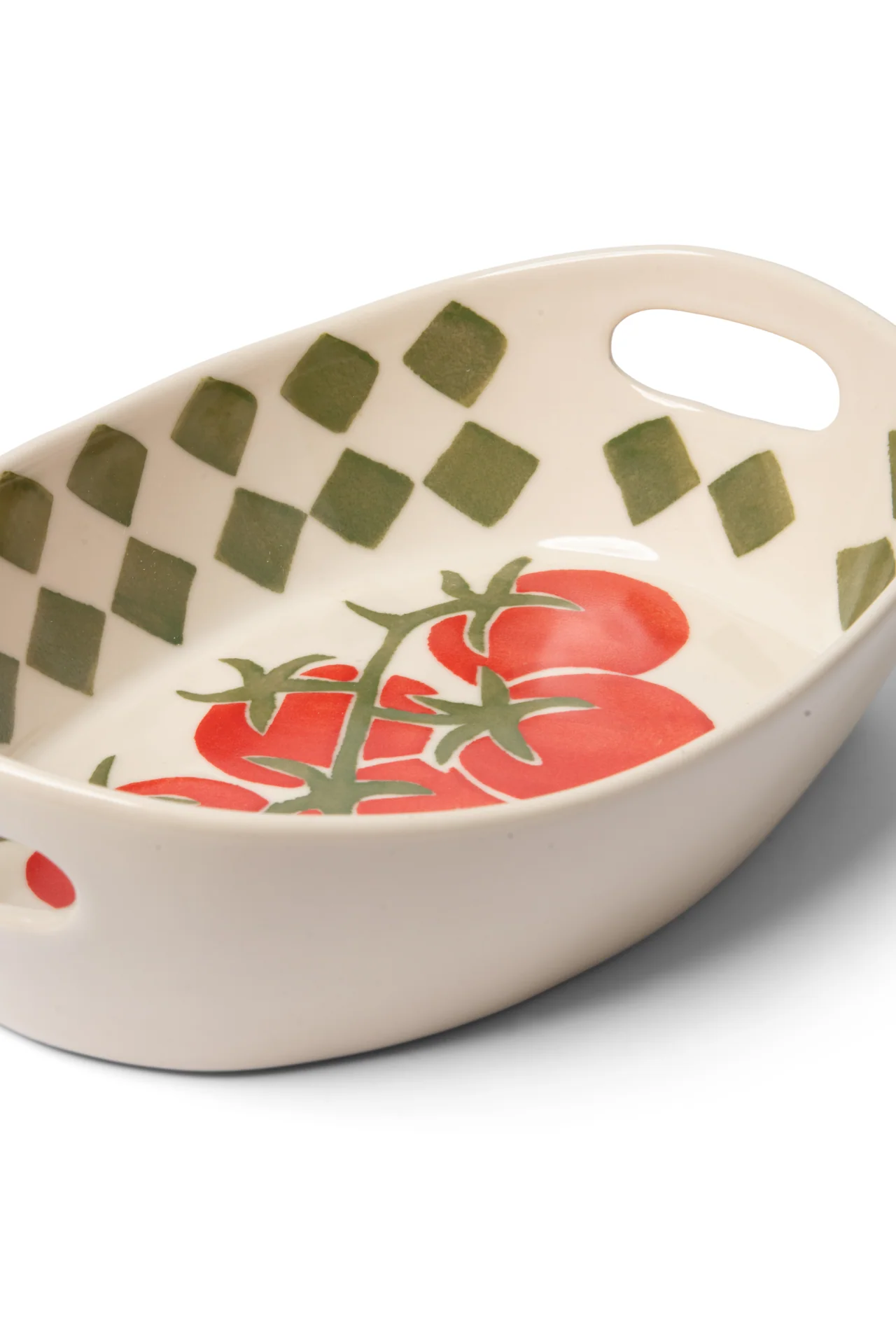 Hand Painted Check Tomato Serving Bowl - Image 6