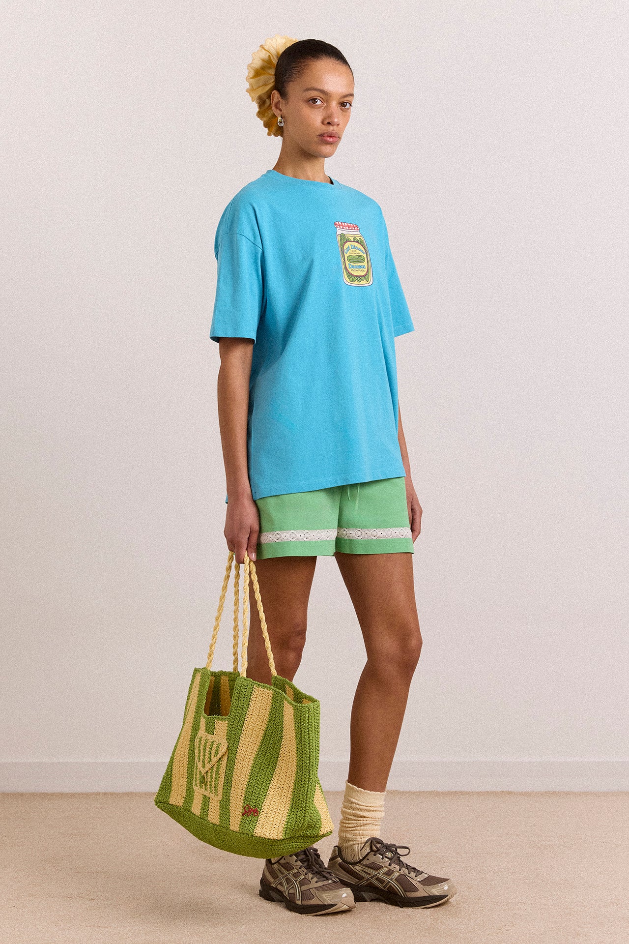 Orla Oversized Raffia Beach Bag - Apple Stripe - Image 3