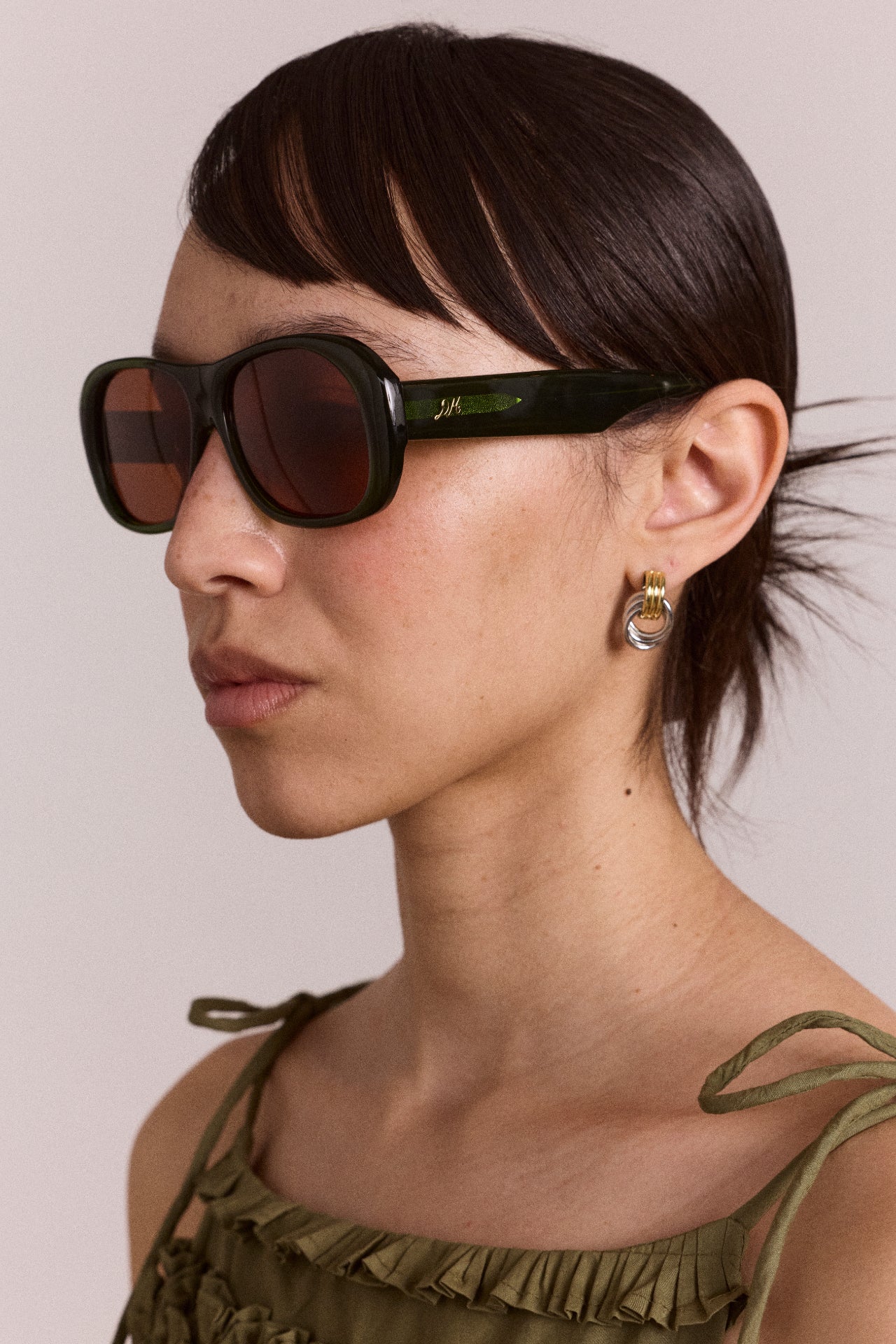 Oversized Aviator Sunglasses - Green - Image 3