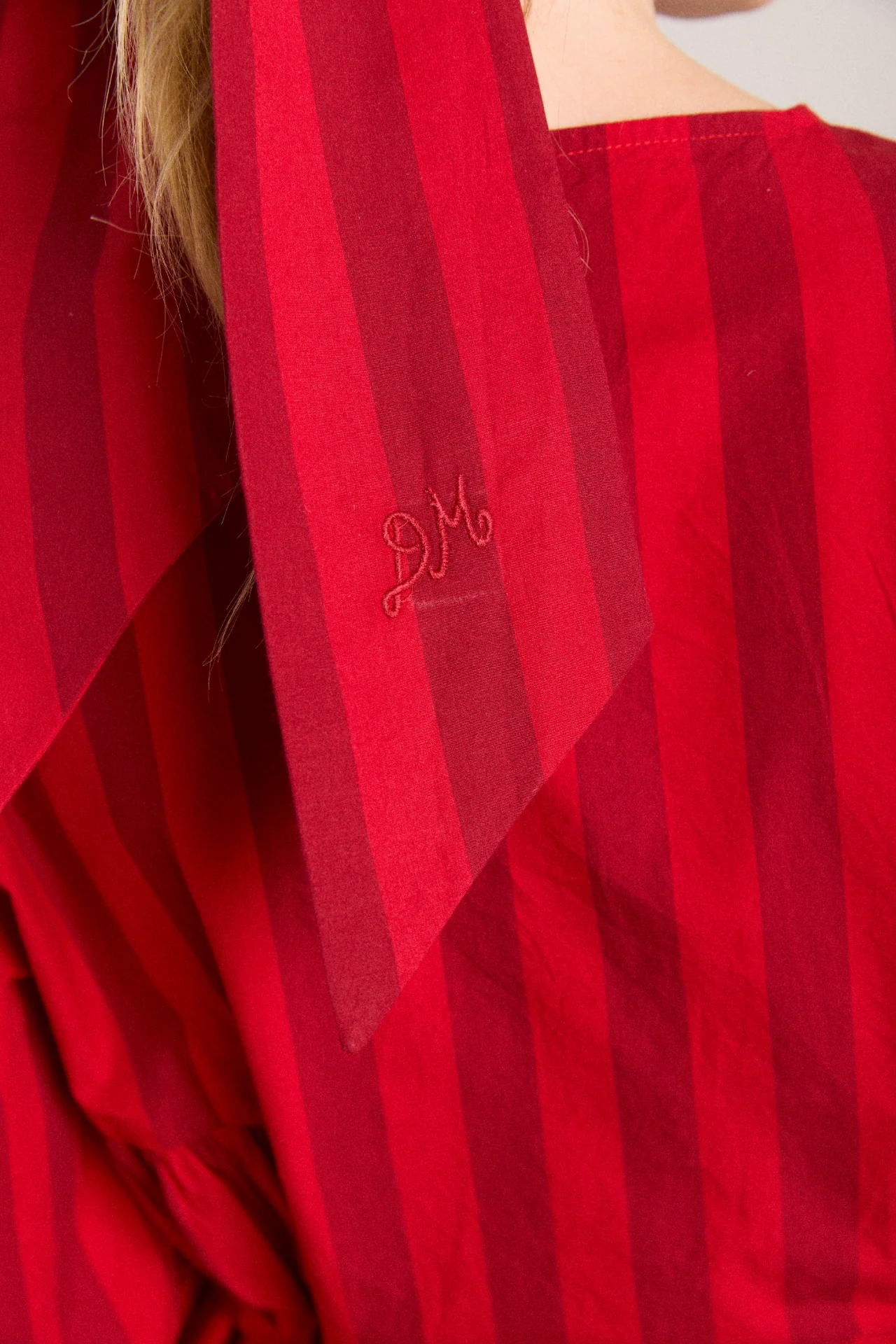 Oversized Bow Clip - Red / Burg Stripe - Image 4