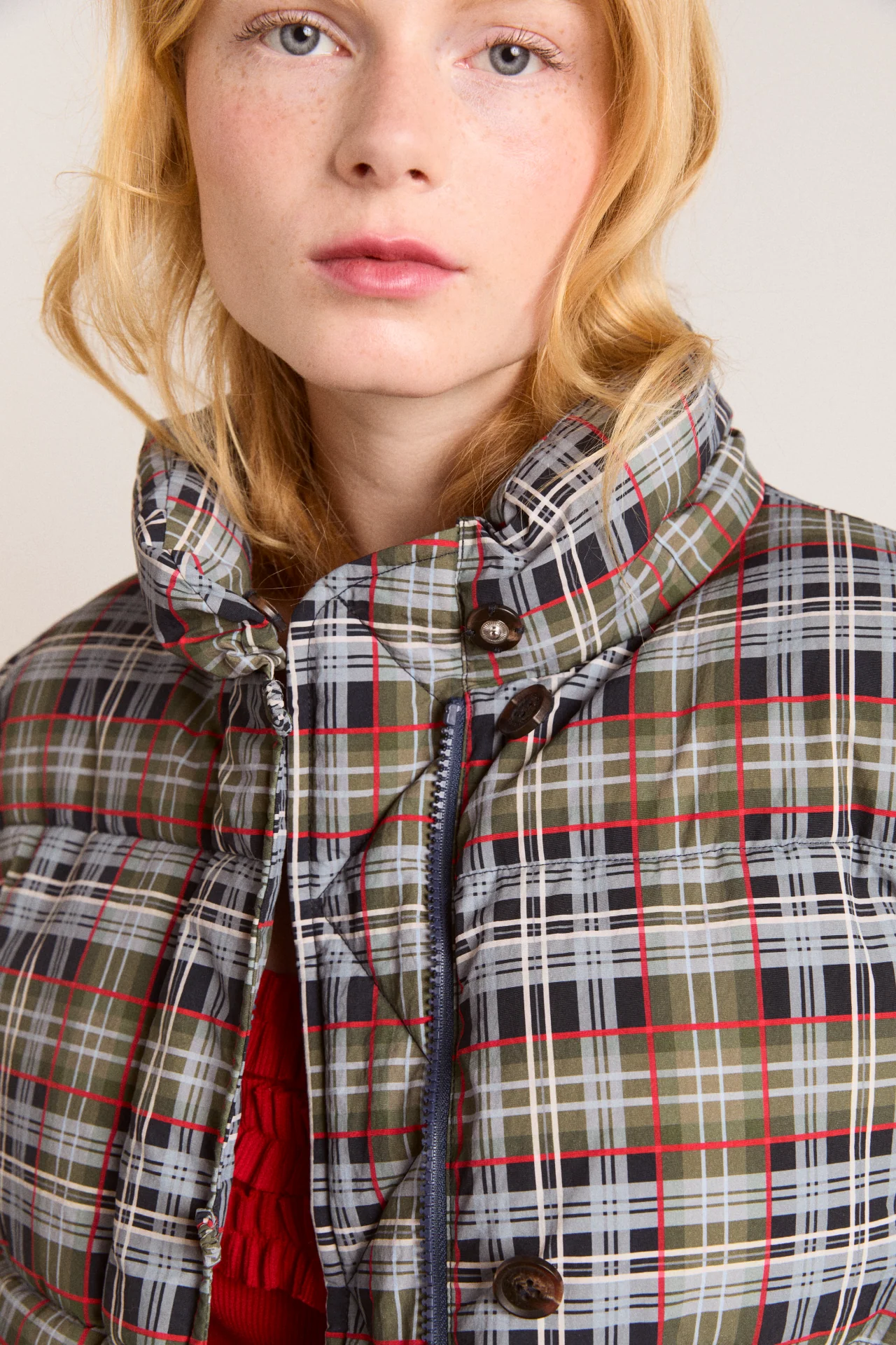 Pearl Hooded Puffer - Multi Check - Image 10