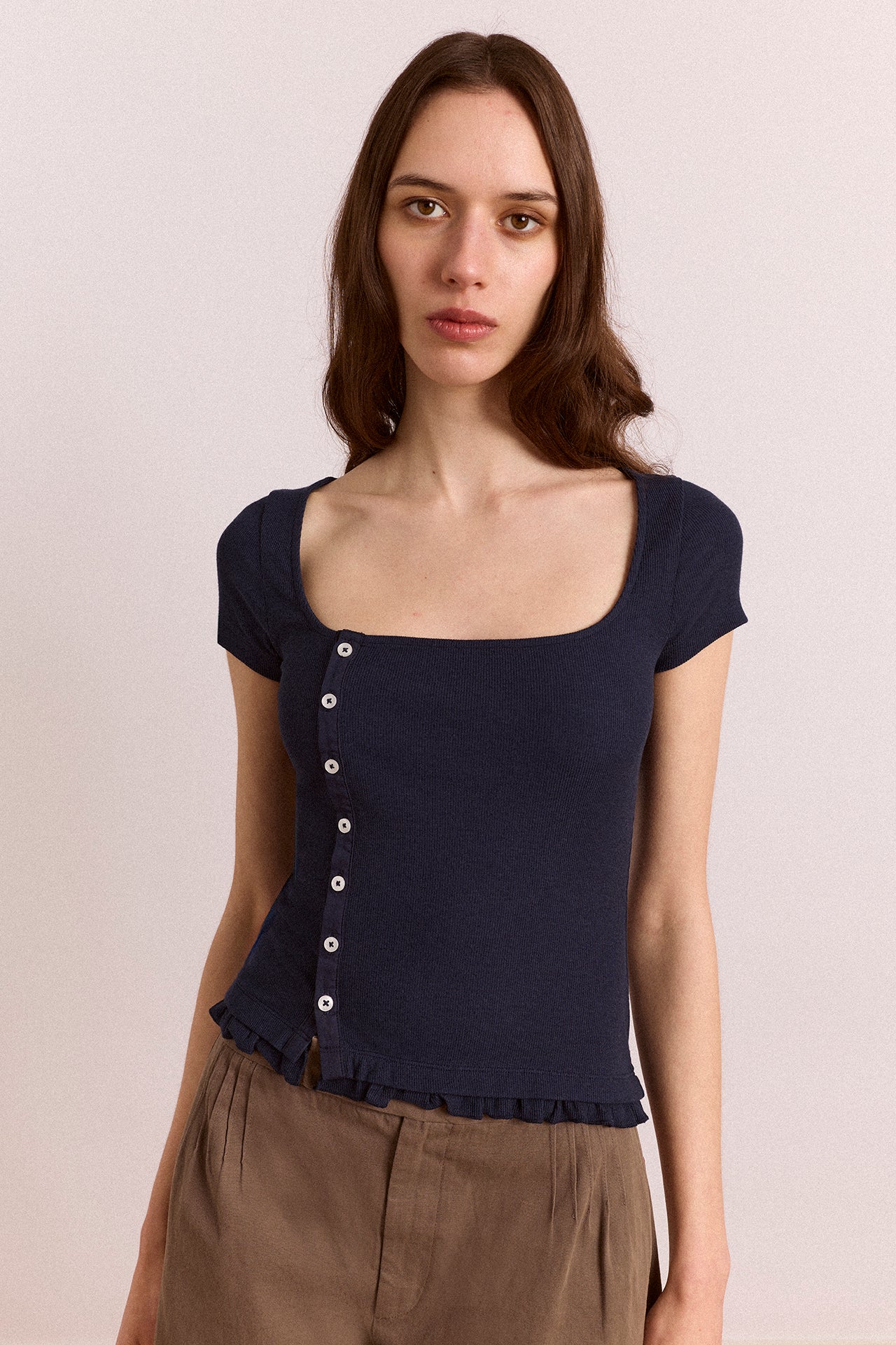 Posie Short Sleeve Top - Navy - Image 2