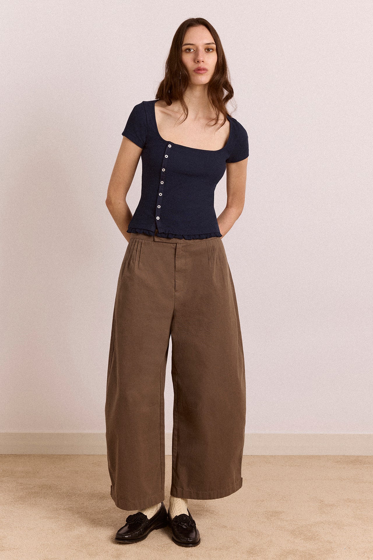 Posie Short Sleeve Top - Navy - Image 3