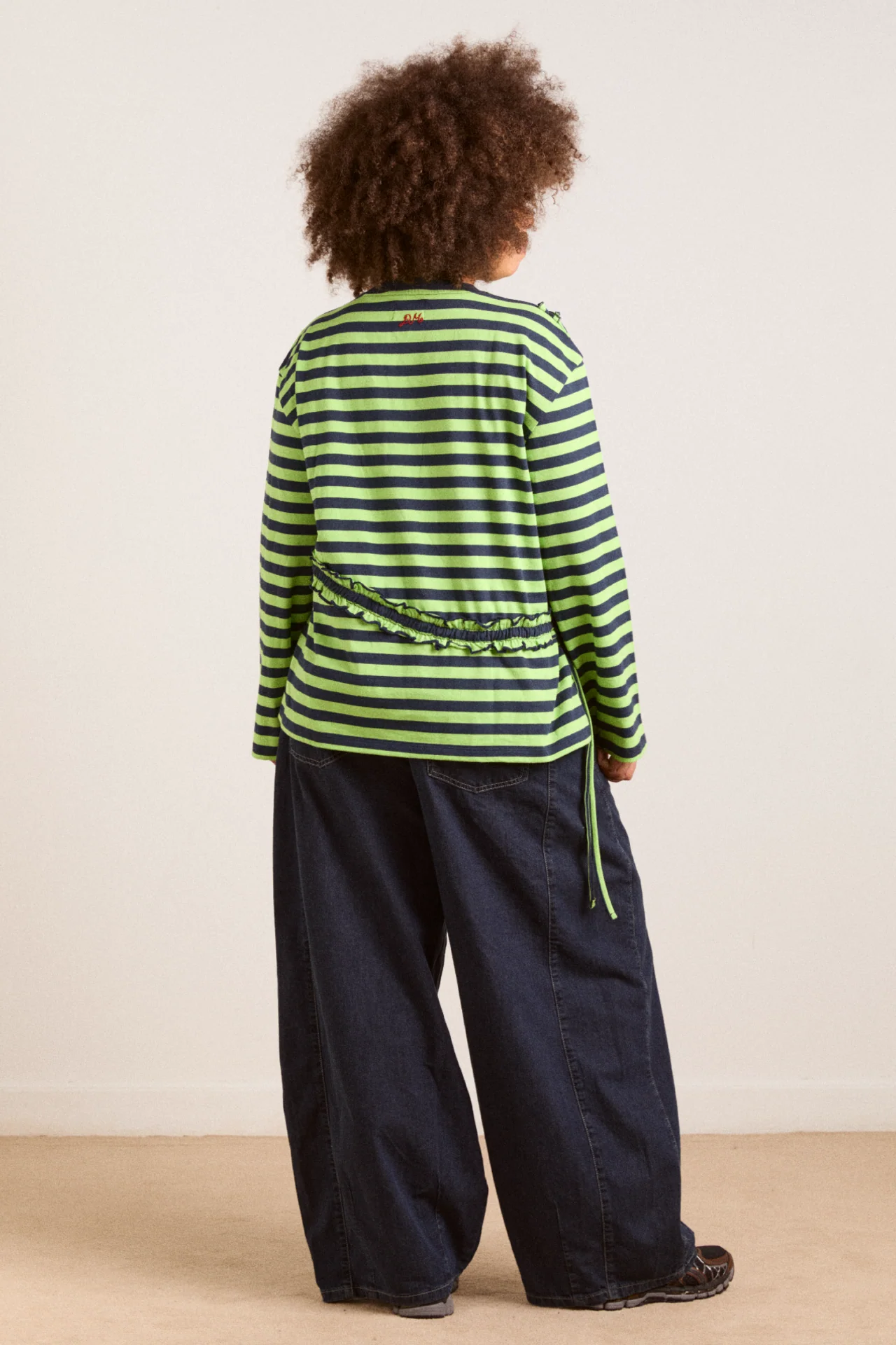 Prudie Ruffle Tee - Navy/Lime - Image 10