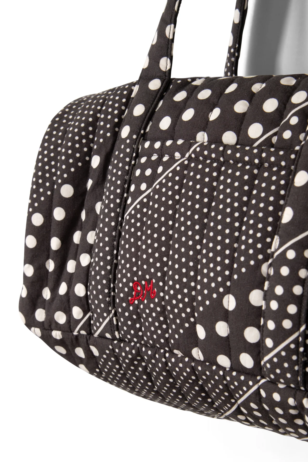 Quilted Weekender Bag - Washed Black Spot Print - Image 6
