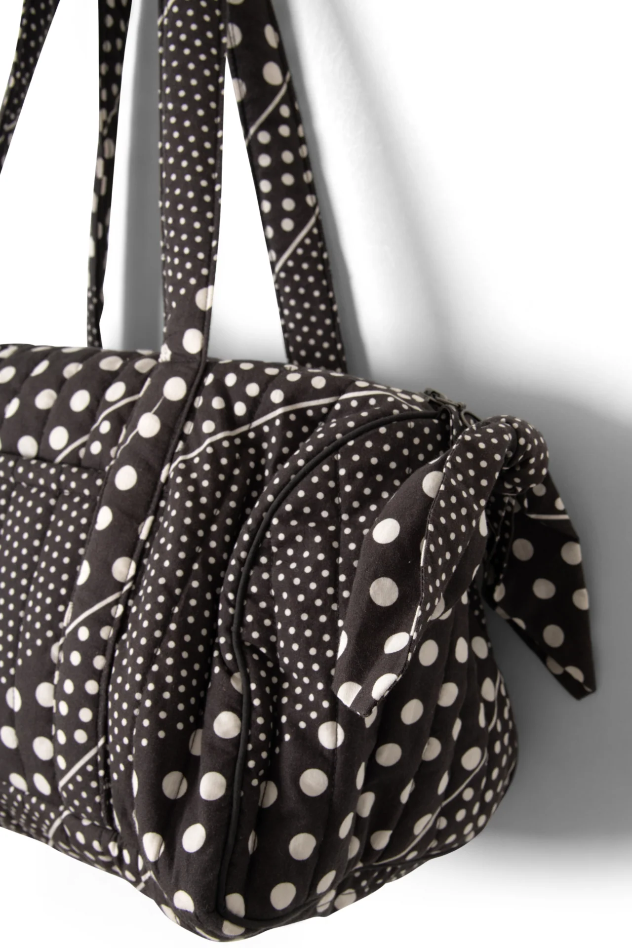 Quilted Weekender Bag - Washed Black Spot Print - Image 7