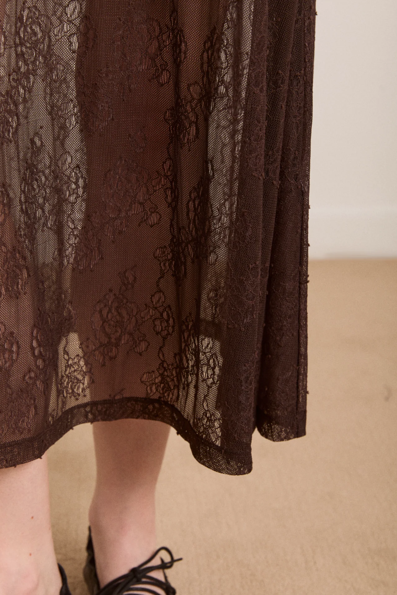 Raphi Lace Midi Dress - Coffee - Image 12