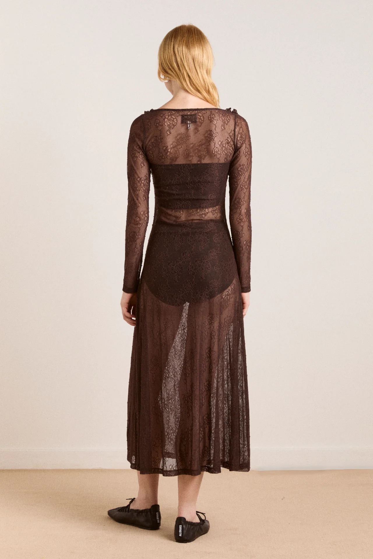 Raphi Lace Midi Dress - Coffee - Image 4