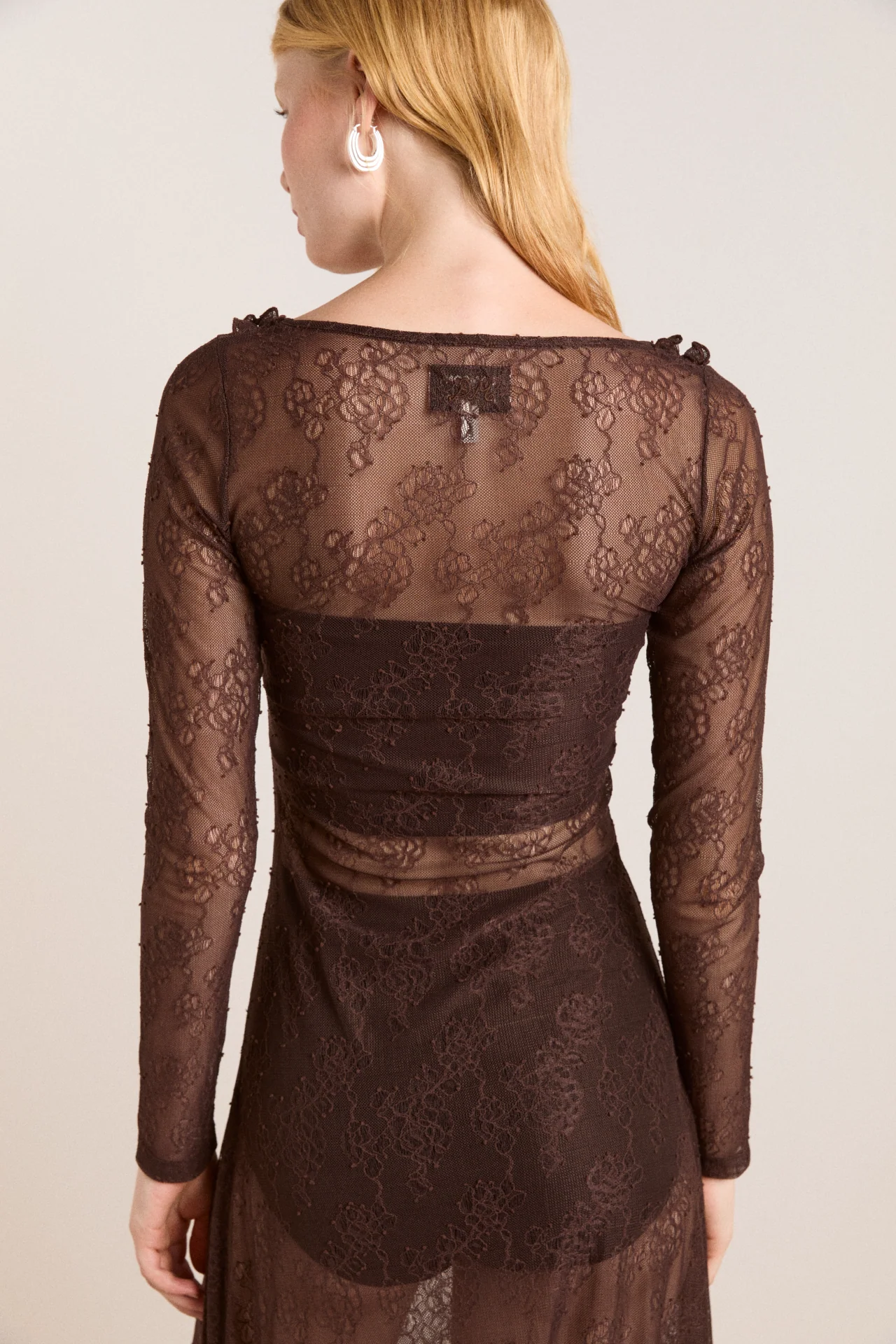Raphi Lace Midi Dress - Coffee - Image 7