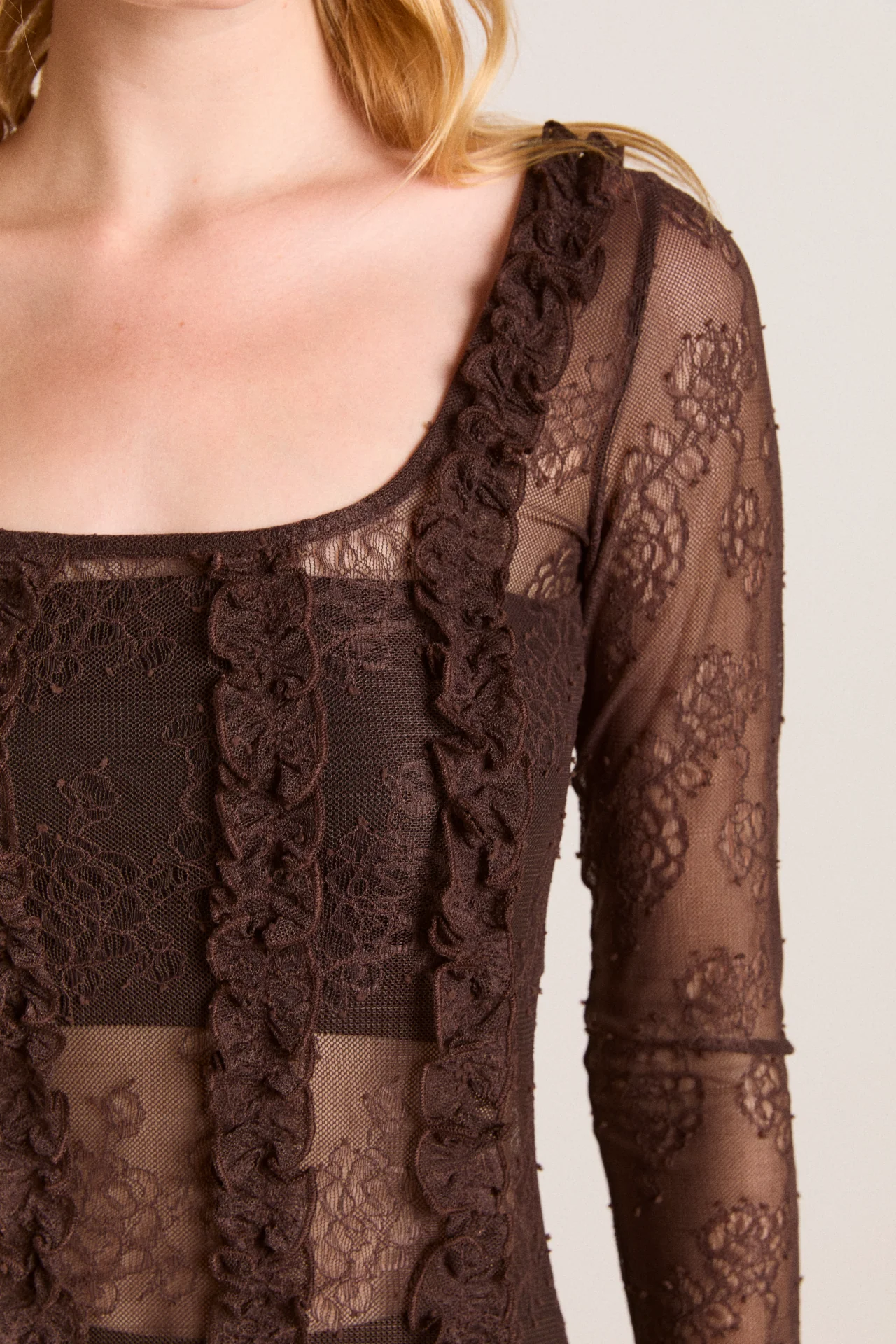 Raphi Lace Midi Dress - Coffee - Image 8