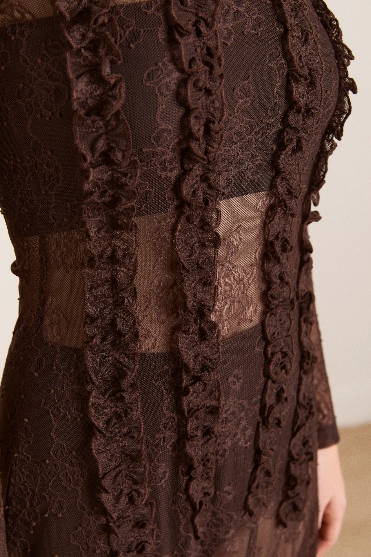 Raphi Lace Midi Dress - Coffee - Image 9