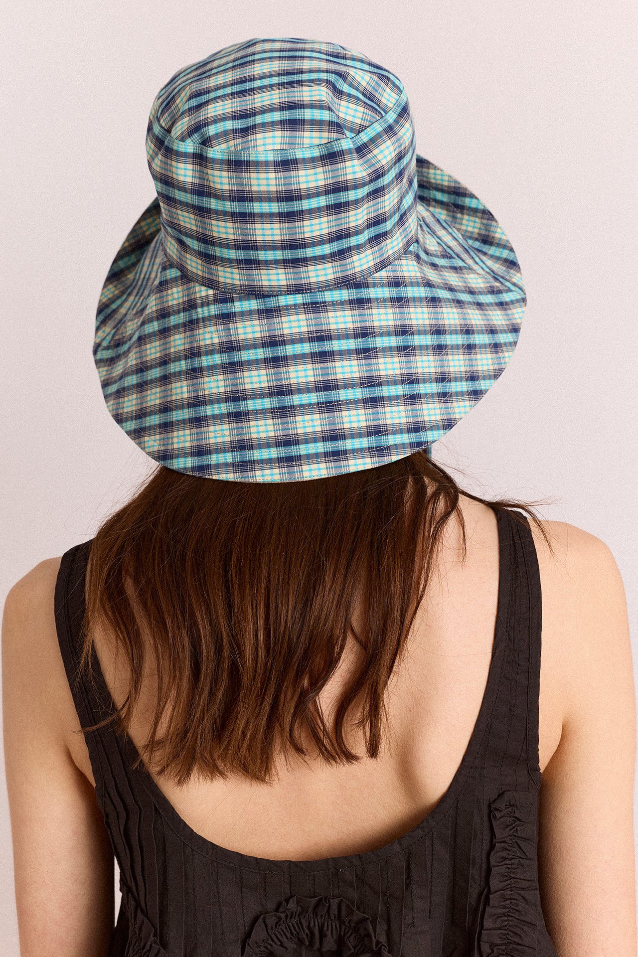 Reversible Sun Hat - Tomboy Check & Stone - Image 6