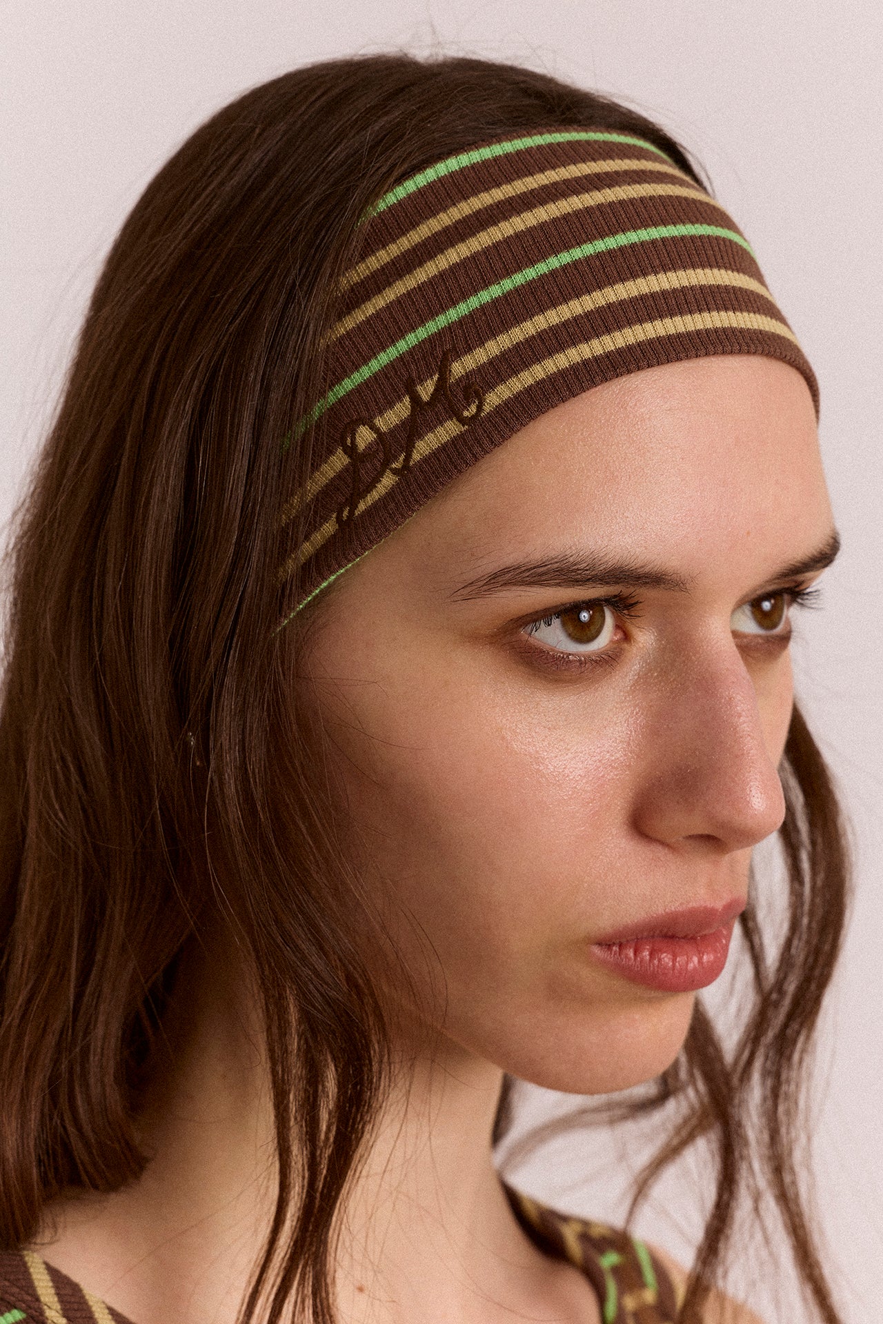Ribbed Headband- Brown Stripe - Image 3