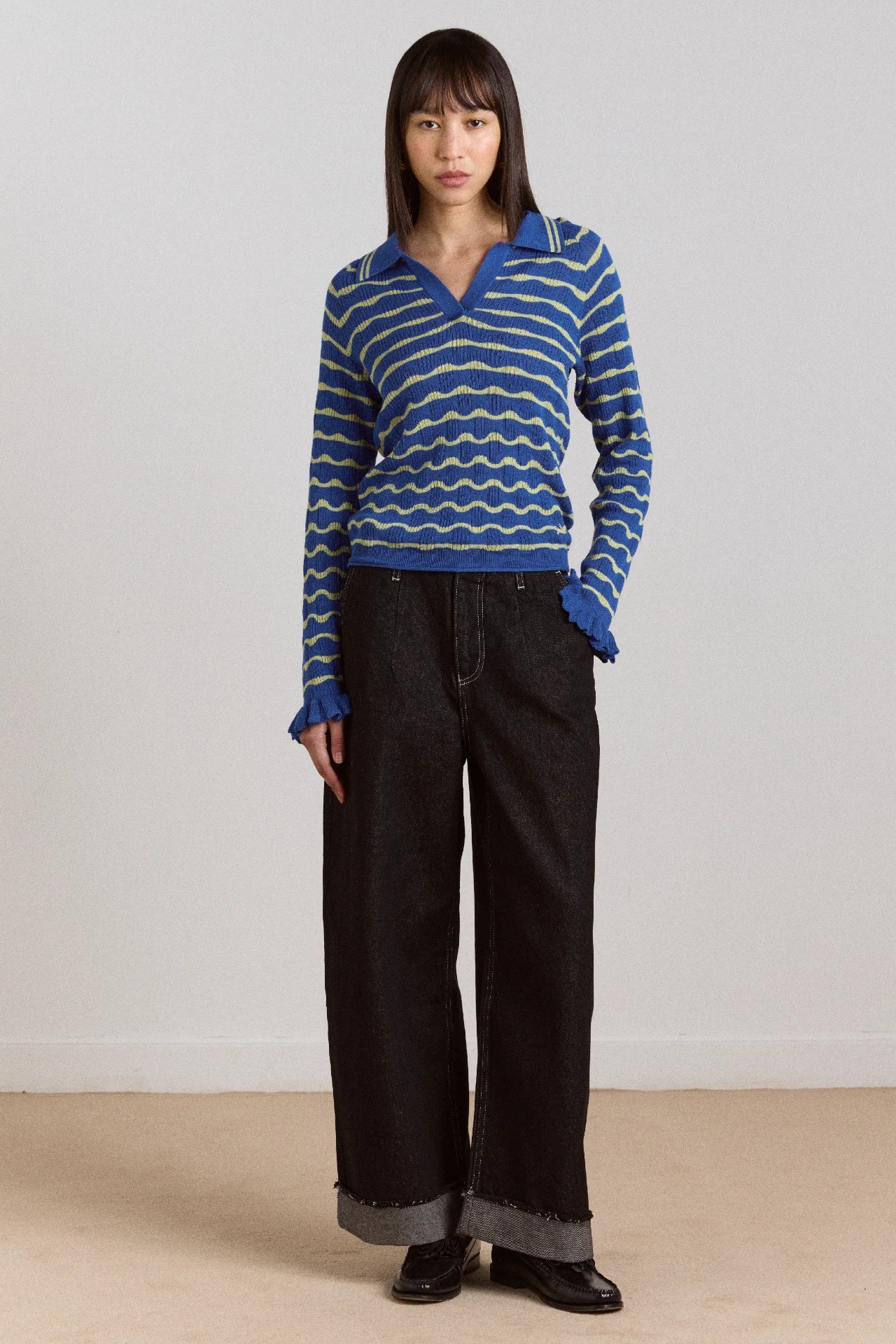 Silvia Polo Knitted Top - Blue Mint - Image 3