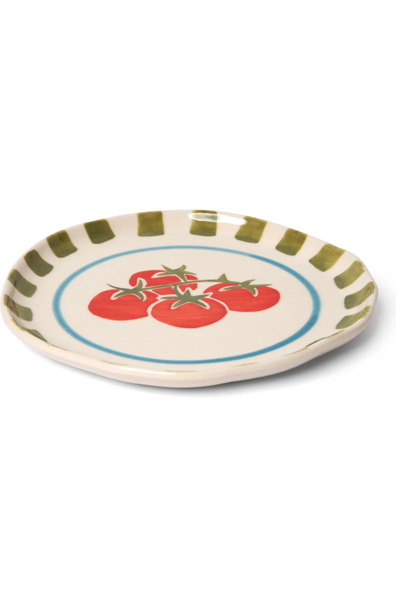 Hand Painted Small Side Plate Set Of 2 Tomato/Check - Image 6