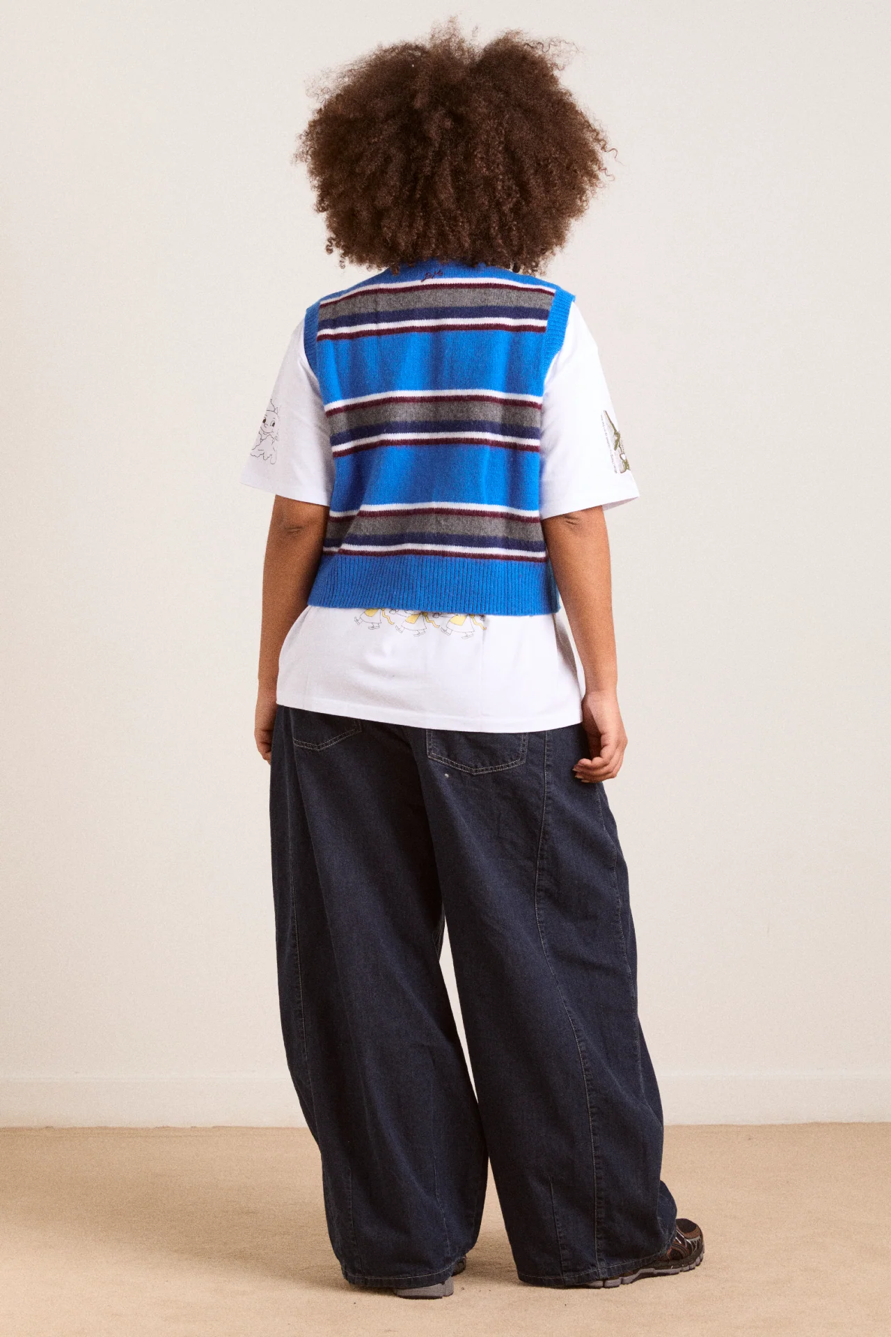 Sofie Merino Wool Vest - Blue Stripe - Image 10