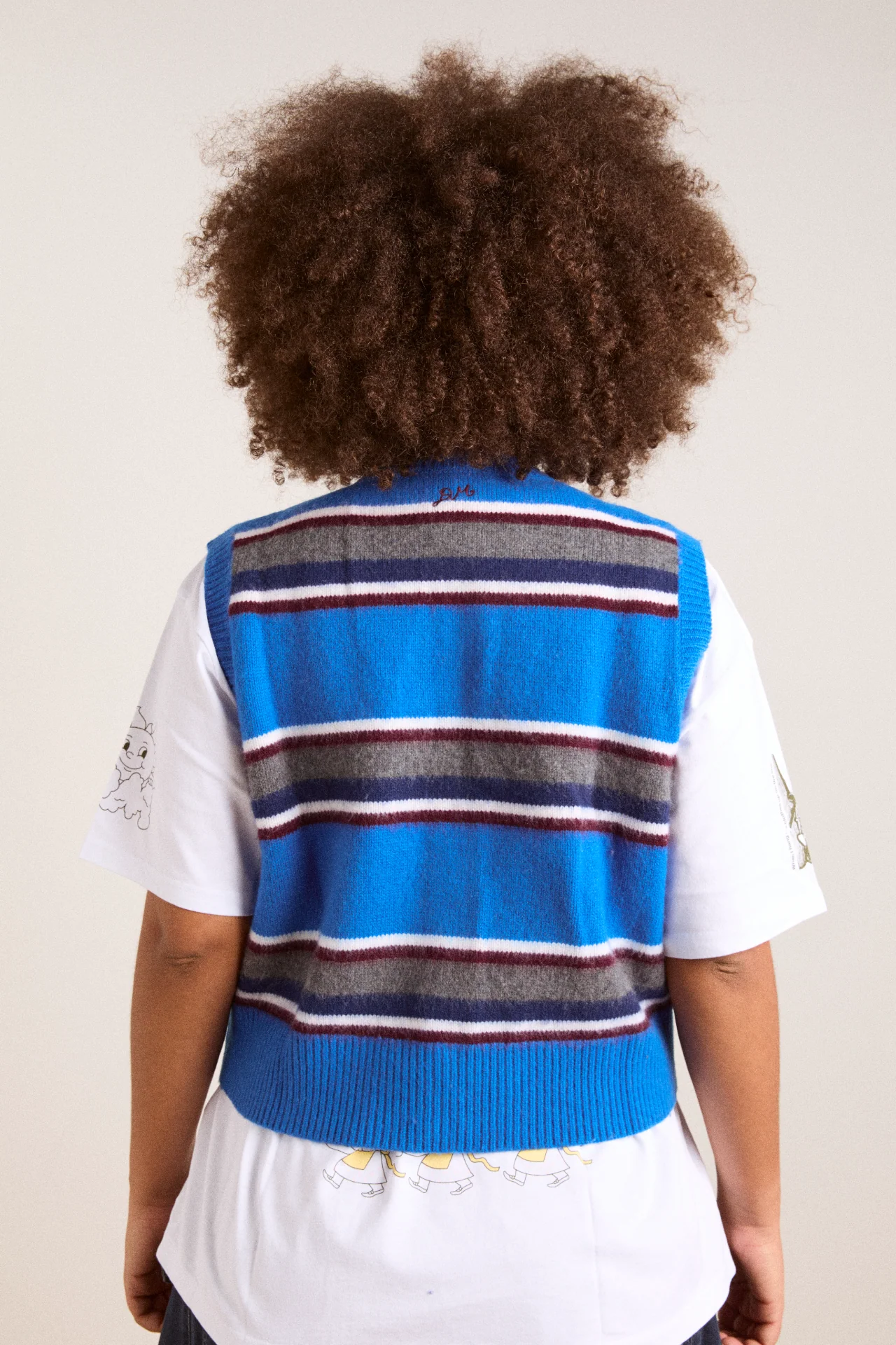 Sofie Merino Wool Vest - Blue Stripe - Image 12